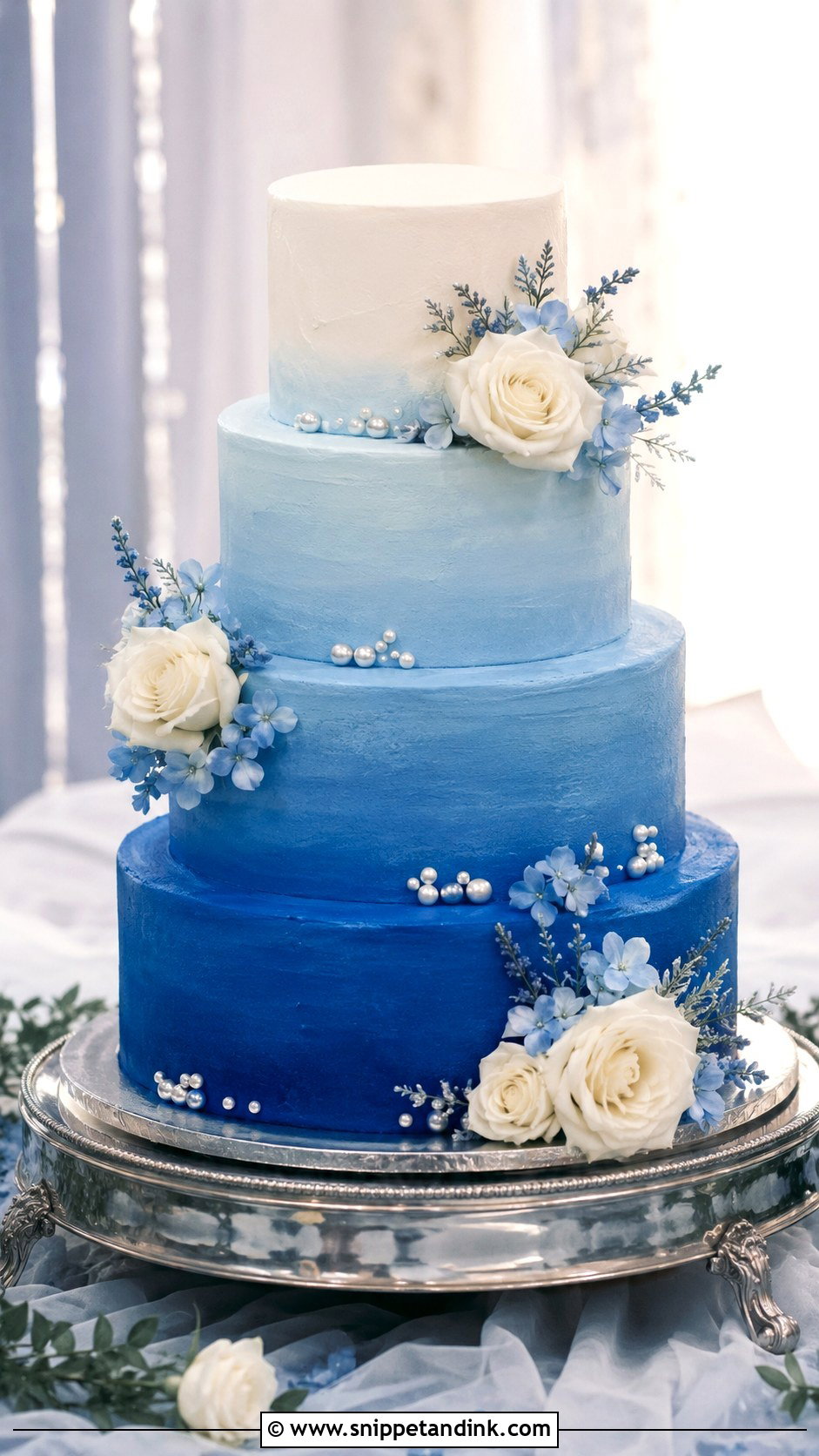 Royal Blue Ombre Wedding Cake - Snippet and Ink - 20 Royal Blue Cake Ideas for Wedding