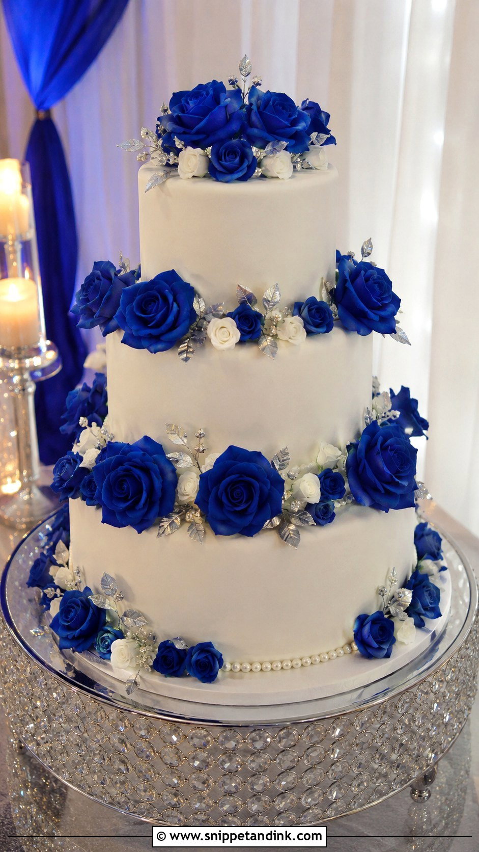 Royal Blue Rose Wedding Cake - Snippet and Ink - 20 Royal Blue Cake Ideas for Wedding