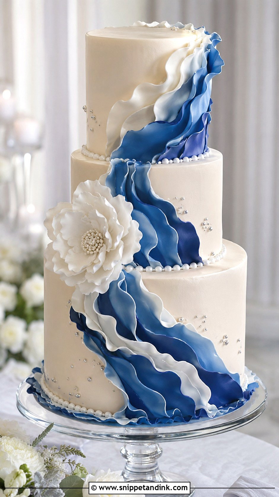 Royal Blue Ruffle Wedding Cake - Snippet and Ink - 20 Royal Blue Cake Ideas for Wedding