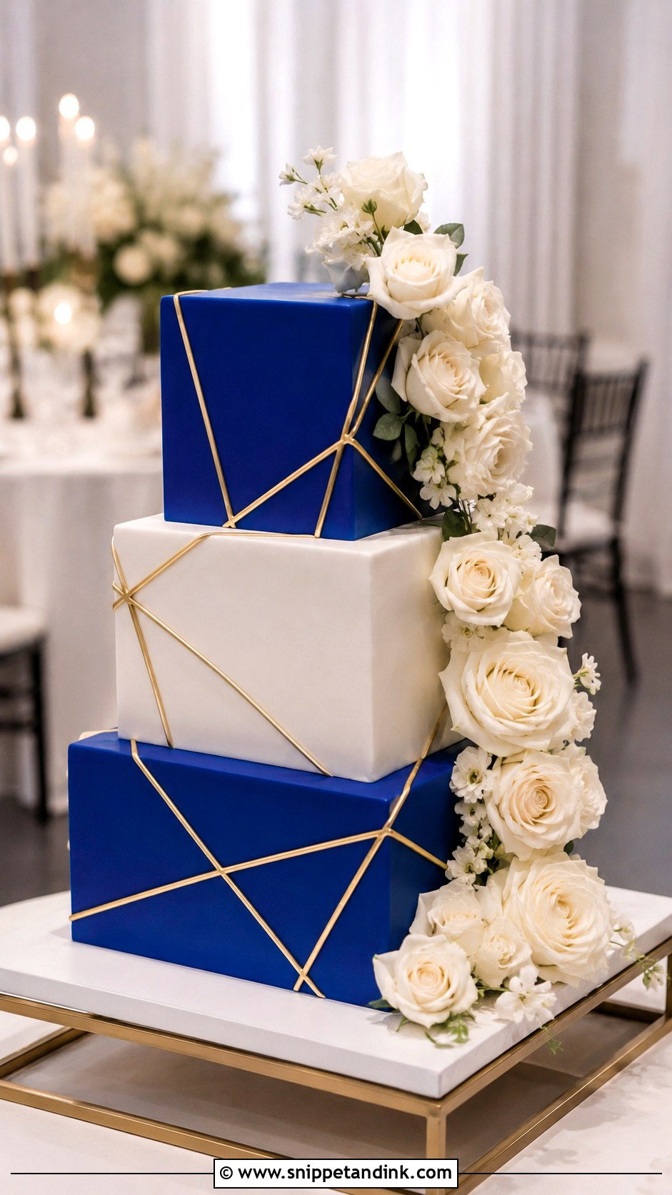 Royal Blue Square Wedding Cake - Snippet and Ink - 20 Royal Blue Cake Ideas for Wedding