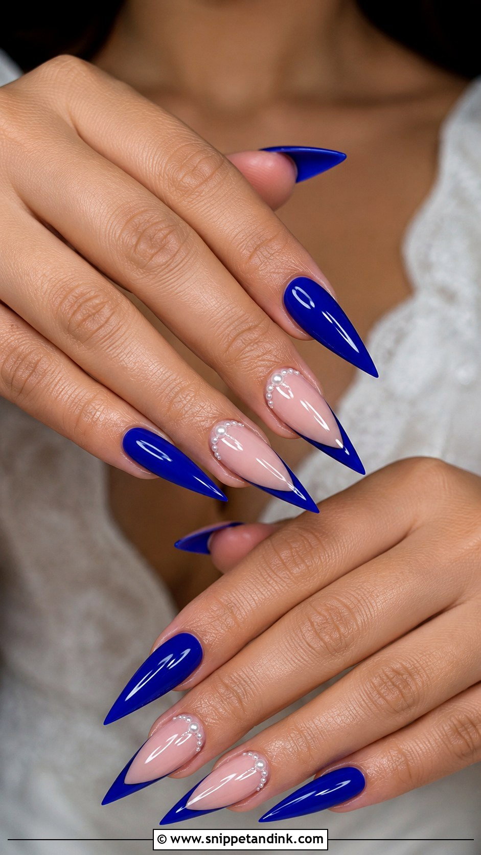 Royal Blue Stiletto Wedding Nails - Snippet and Ink - 20 Royal Blue Wedding Nails