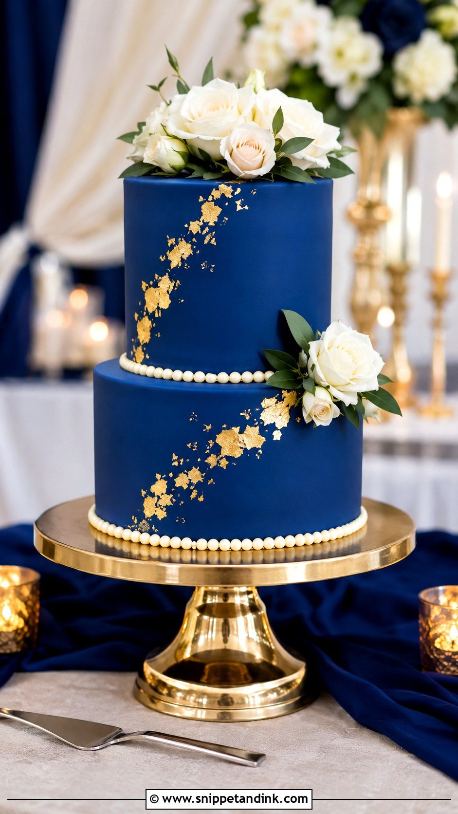 Royal Blue Two Tier Wedding Cake - Snippet and Ink - 20 Blue Two Tier Cake Ideas for Wedding