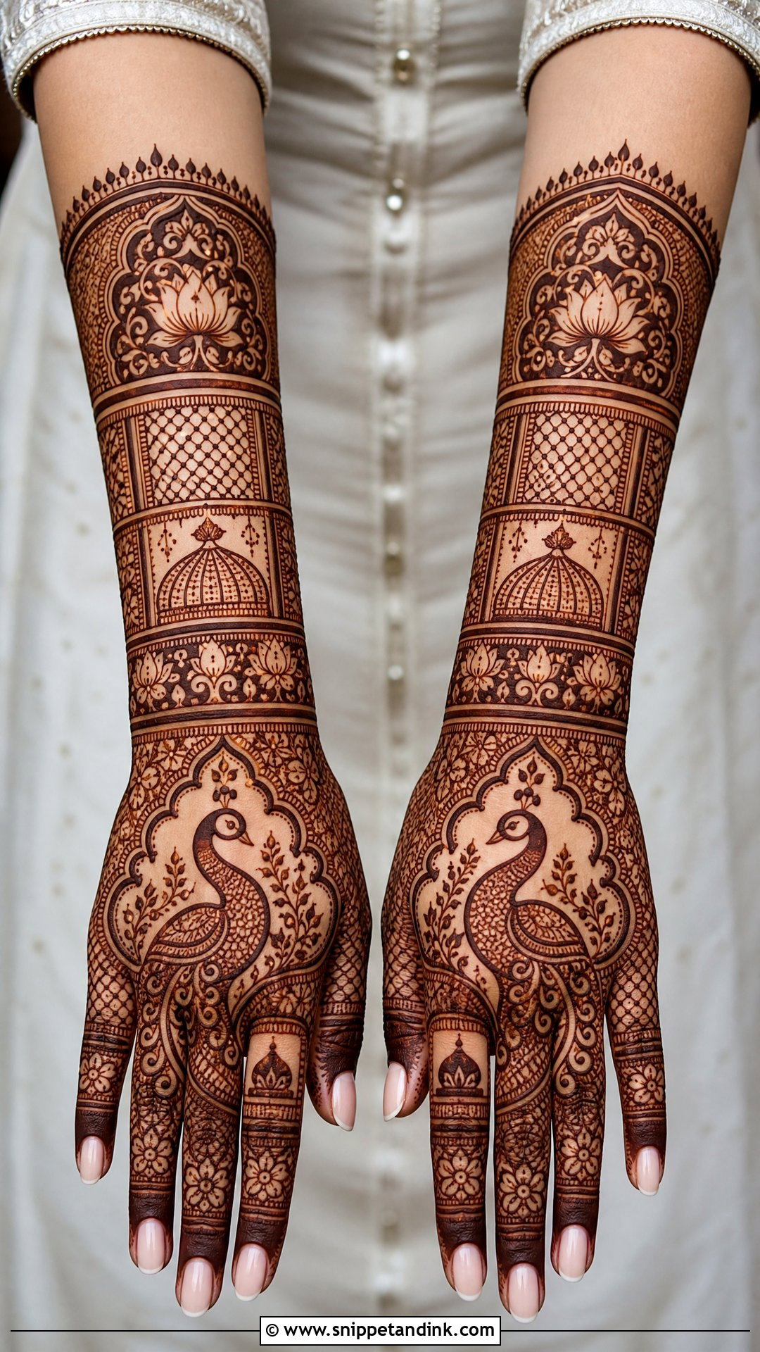 Royal Bridal Back Hand Mehndi Design - Snippet and Ink - 20 Latest Bridal Back Hand Mehndi Designs