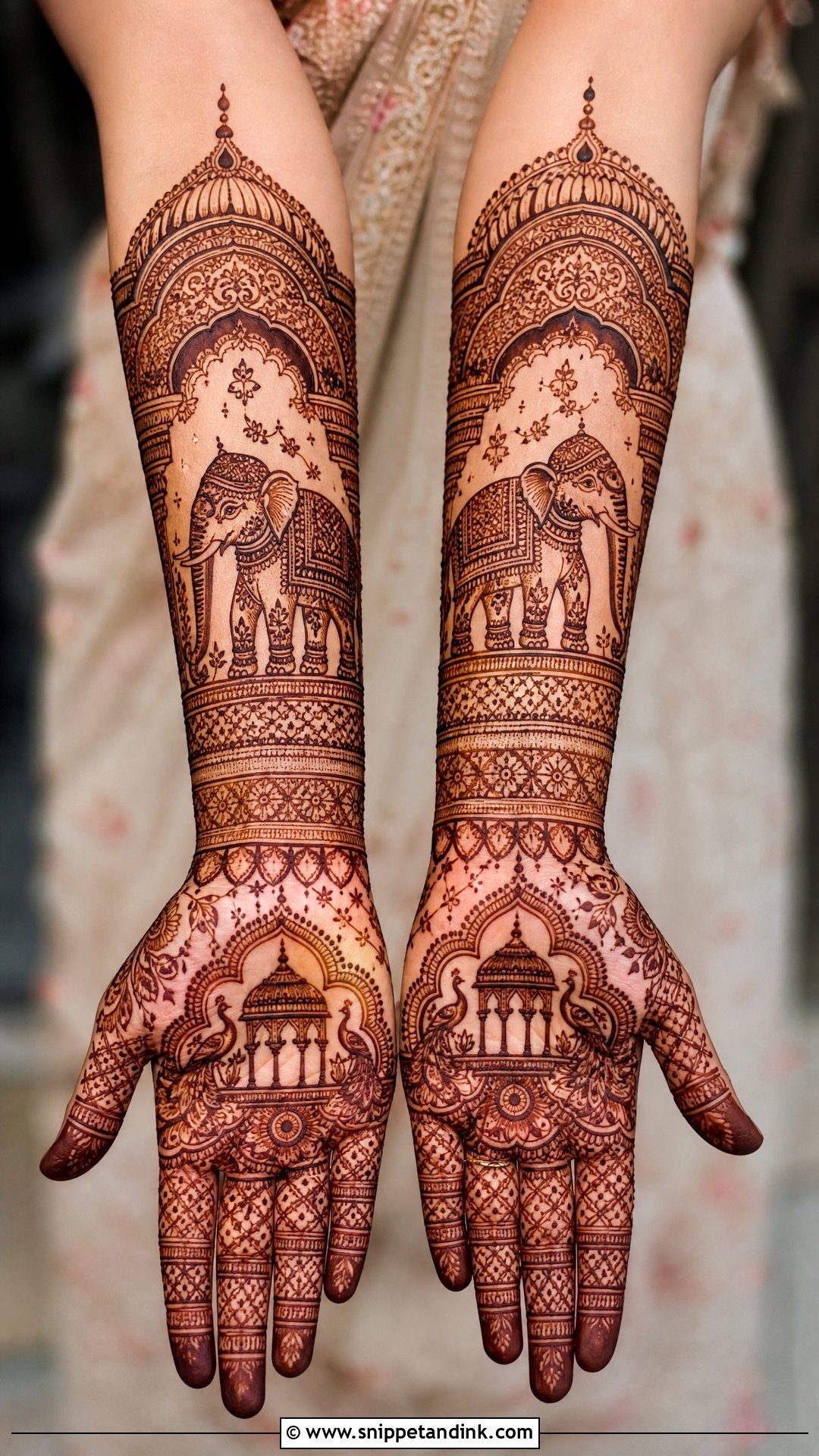 Royal Bridal Elephant Mehndi Design - Snippet and Ink - 20 Bridal Elephant Mehndi Designs