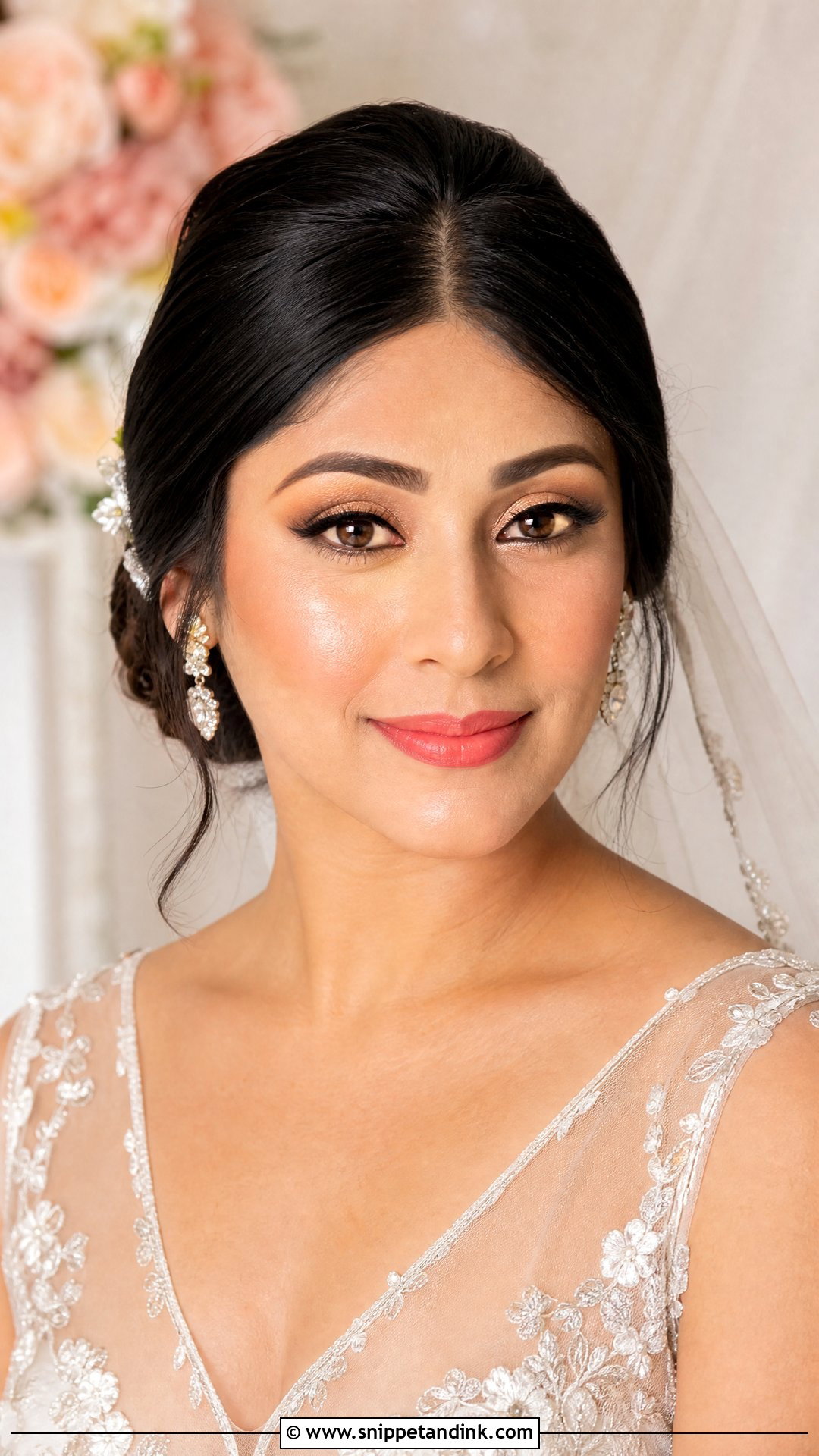 Royal Bridal Makeup With Coral Lip - Snippet and Ink - 20 Royal Bridal Makeup Ideas