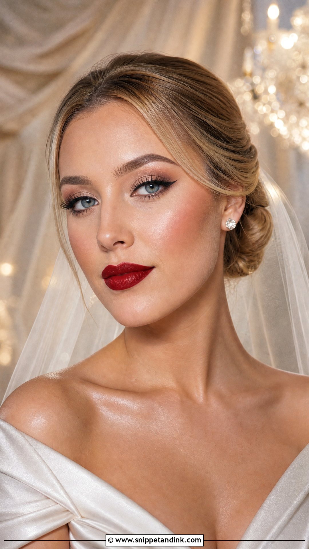 Royal Bridal Makeup With Red Lip - Snippet and Ink - 20 Royal Bridal Makeup Ideas