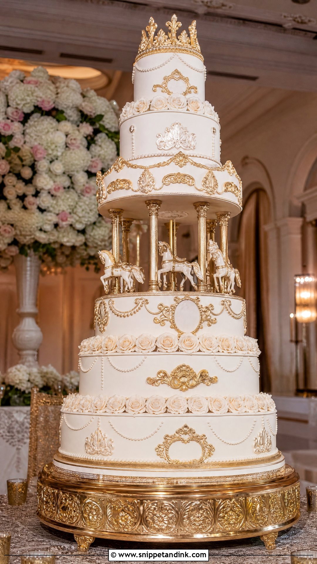Royal Carousel Wedding Cake - Snippet and Ink - 30 Carousel Cake Ideas for Wedding