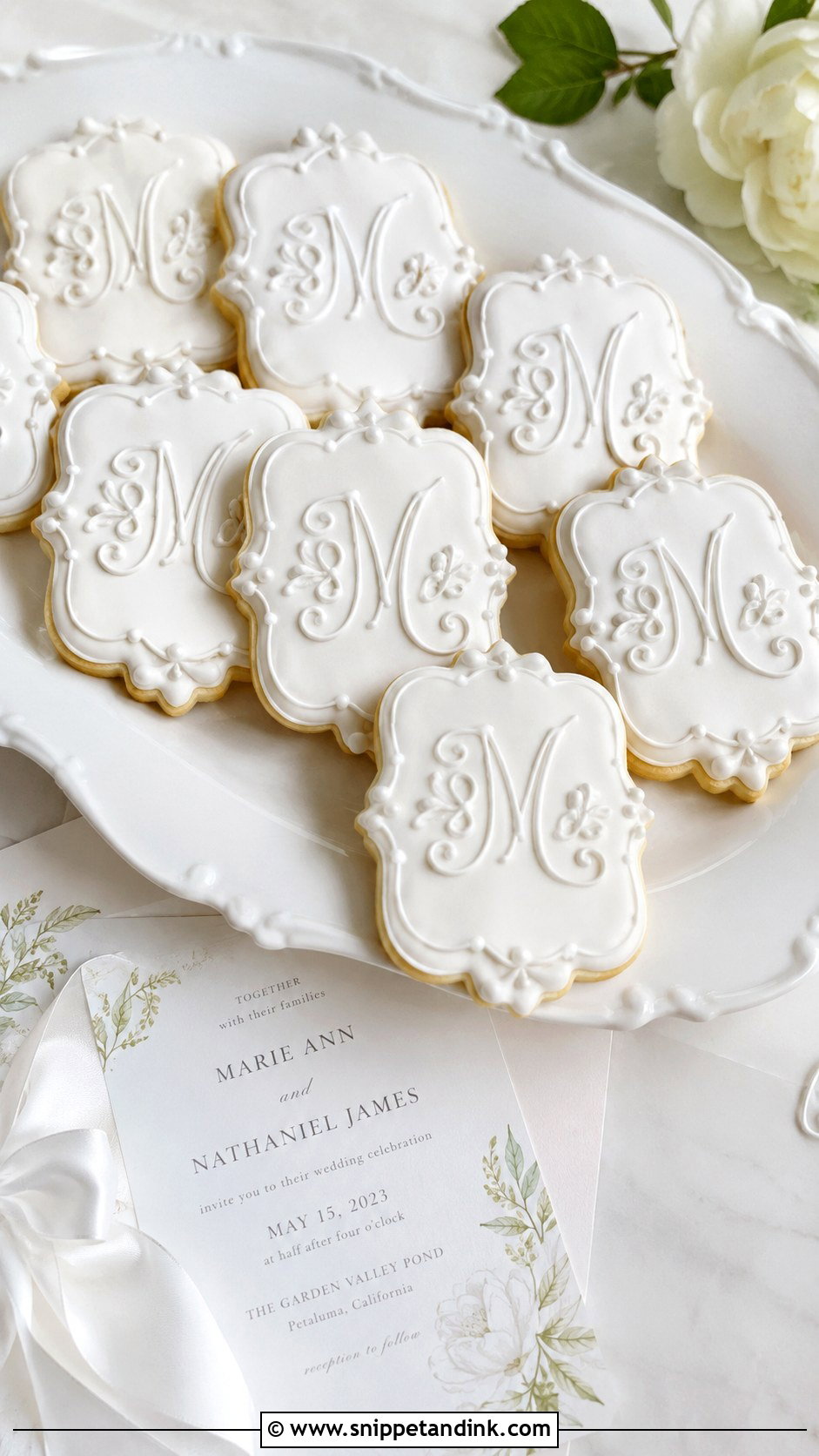 Royal Icing Initial Cookies - Snippet and Ink - 20 Initial Wedding Cookies