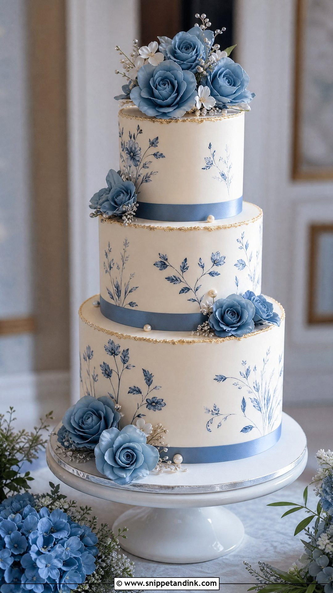 Royal Wedding Cake With Blue Accents - Snippet and Ink - 20 Royal Wedding Cake Ideas