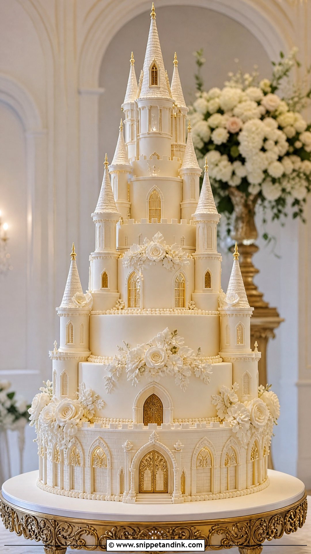 Royal Wedding Cake With Castle Details - Snippet and Ink - 20 Royal Wedding Cake Ideas