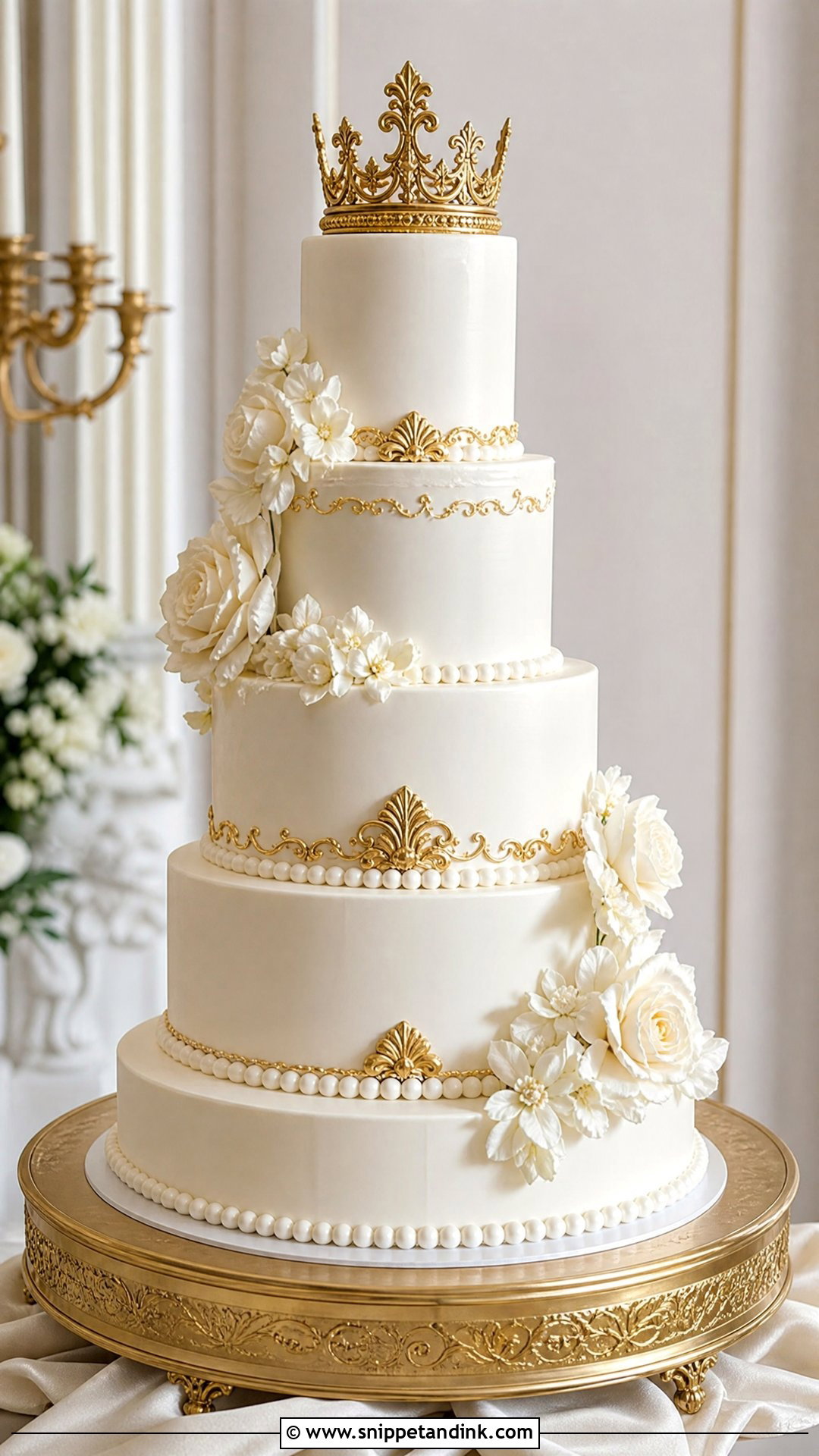Royal Wedding Cake With Crown Topper - Snippet and Ink - 20 Royal Wedding Cake Ideas