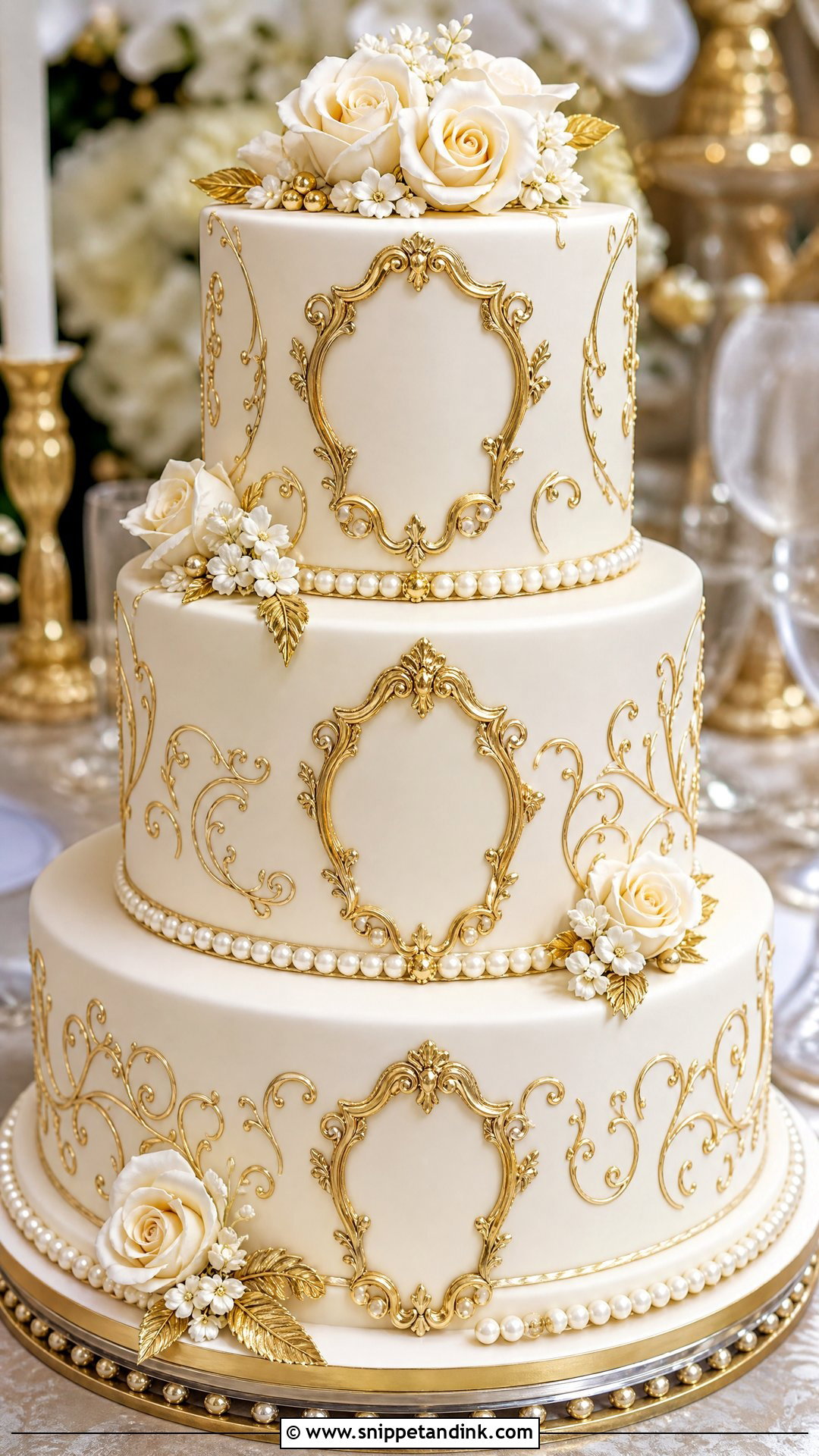 Royal Wedding Cake With Edible Gold Piping - Snippet and Ink - 20 Royal Wedding Cake Ideas