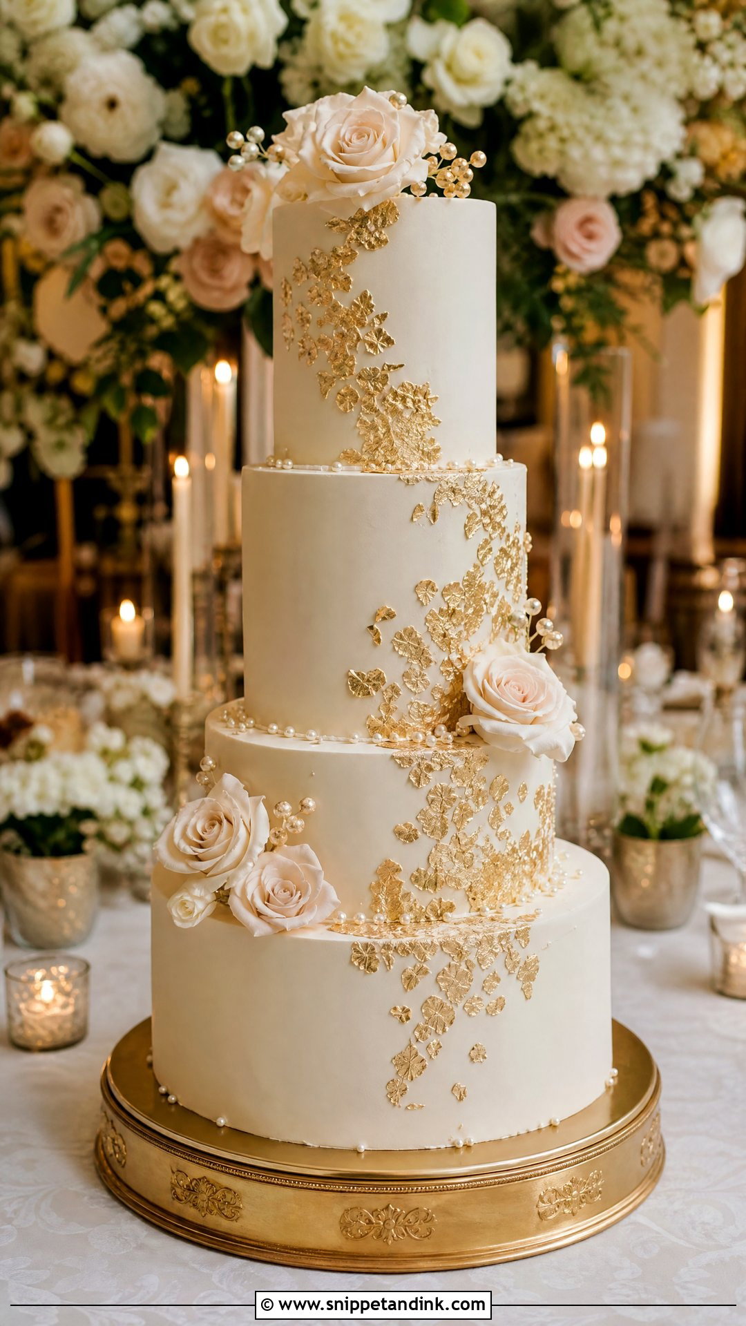 Royal Wedding Cake With Gold Leaf - Snippet and Ink - 20 Royal Wedding Cake Ideas