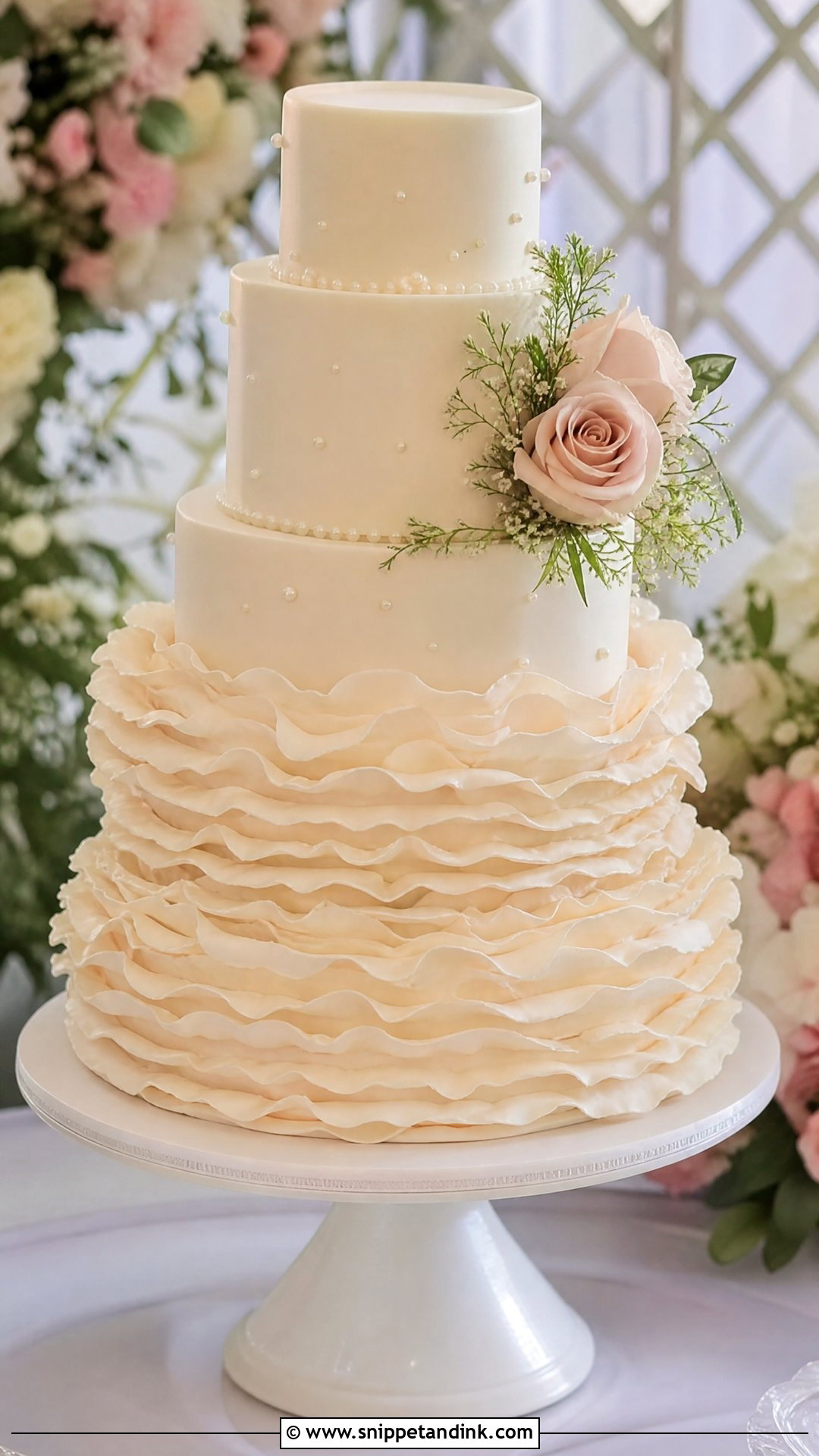 Royal Wedding Cake With Ruffled Tiers - Snippet and Ink - 20 Royal Wedding Cake Ideas