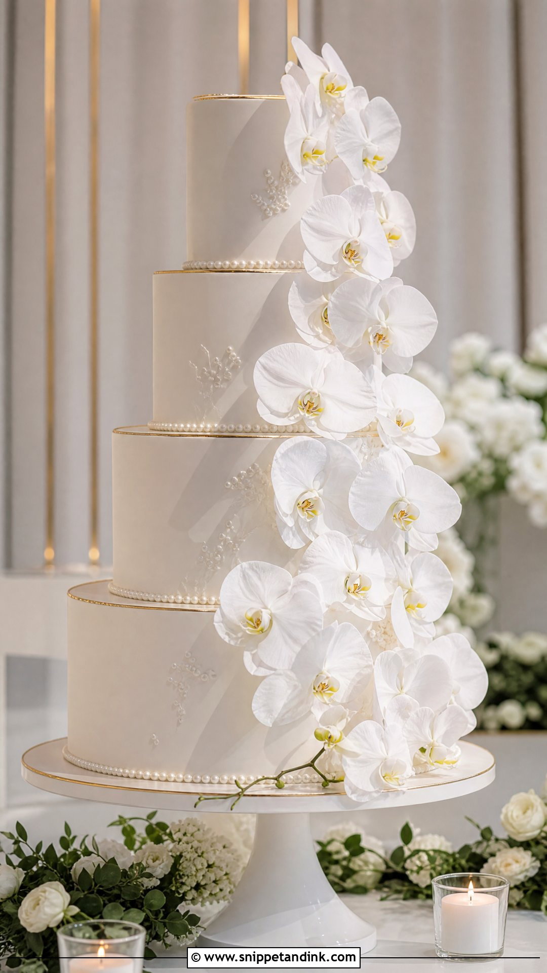 Royal Wedding Cake With White Orchids - Snippet and Ink - 20 Royal Wedding Cake Ideas