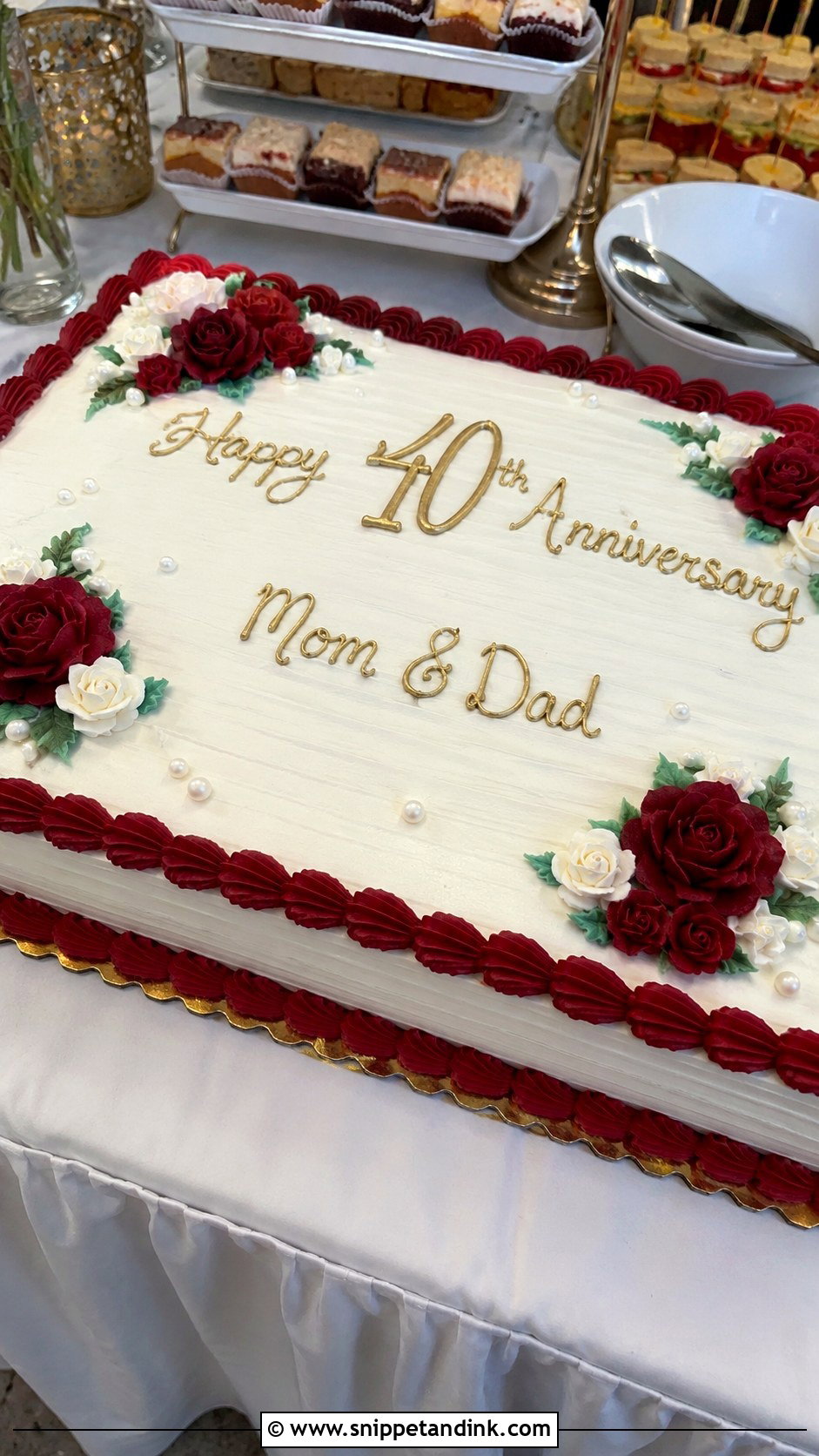 Ruby And White Sheet Cake - Snippet and Ink - 20 40th Anniversary Cake for Parents