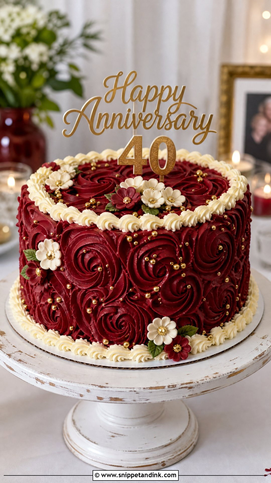 Ruby Buttercream Anniversary Cake - Snippet and Ink - 25 40th Wedding Anniversary Cake Ideas
