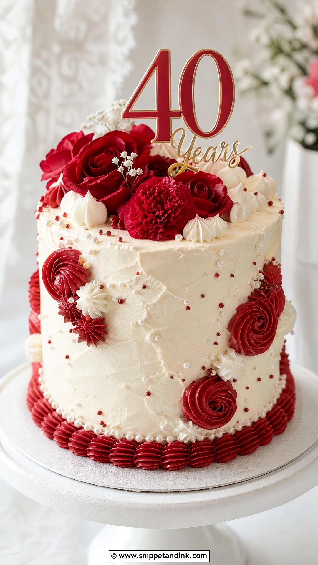 Ruby Buttercream Anniversary Cake - Snippet and Ink - 20 Ruby Anniversary Cake Ideas