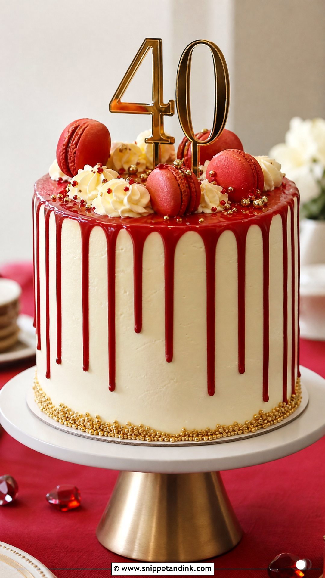 Ruby Drip Anniversary Cake - Snippet and Ink - 25 40th Wedding Anniversary Cake Ideas