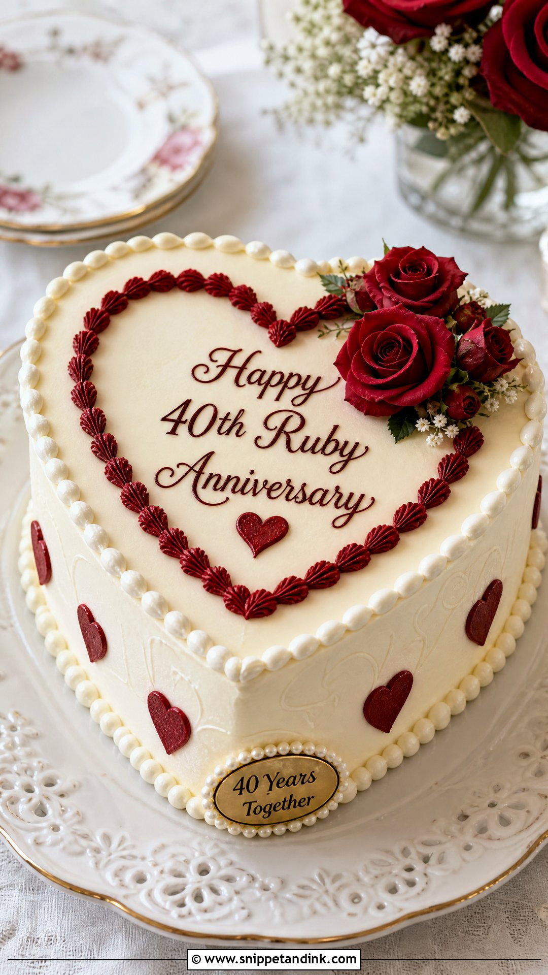Ruby Heart Anniversary Cake - Snippet and Ink - 20 Ruby Anniversary Cake Ideas