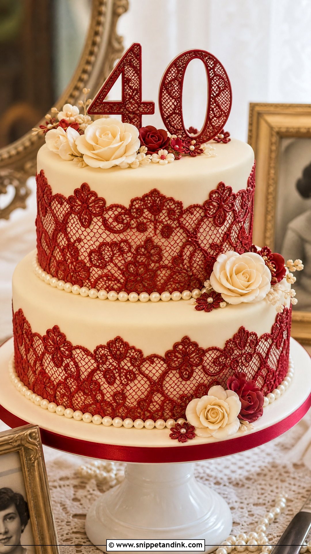 Ruby Lace Anniversary Cake - Snippet and Ink - 20 Ruby Anniversary Cake Ideas
