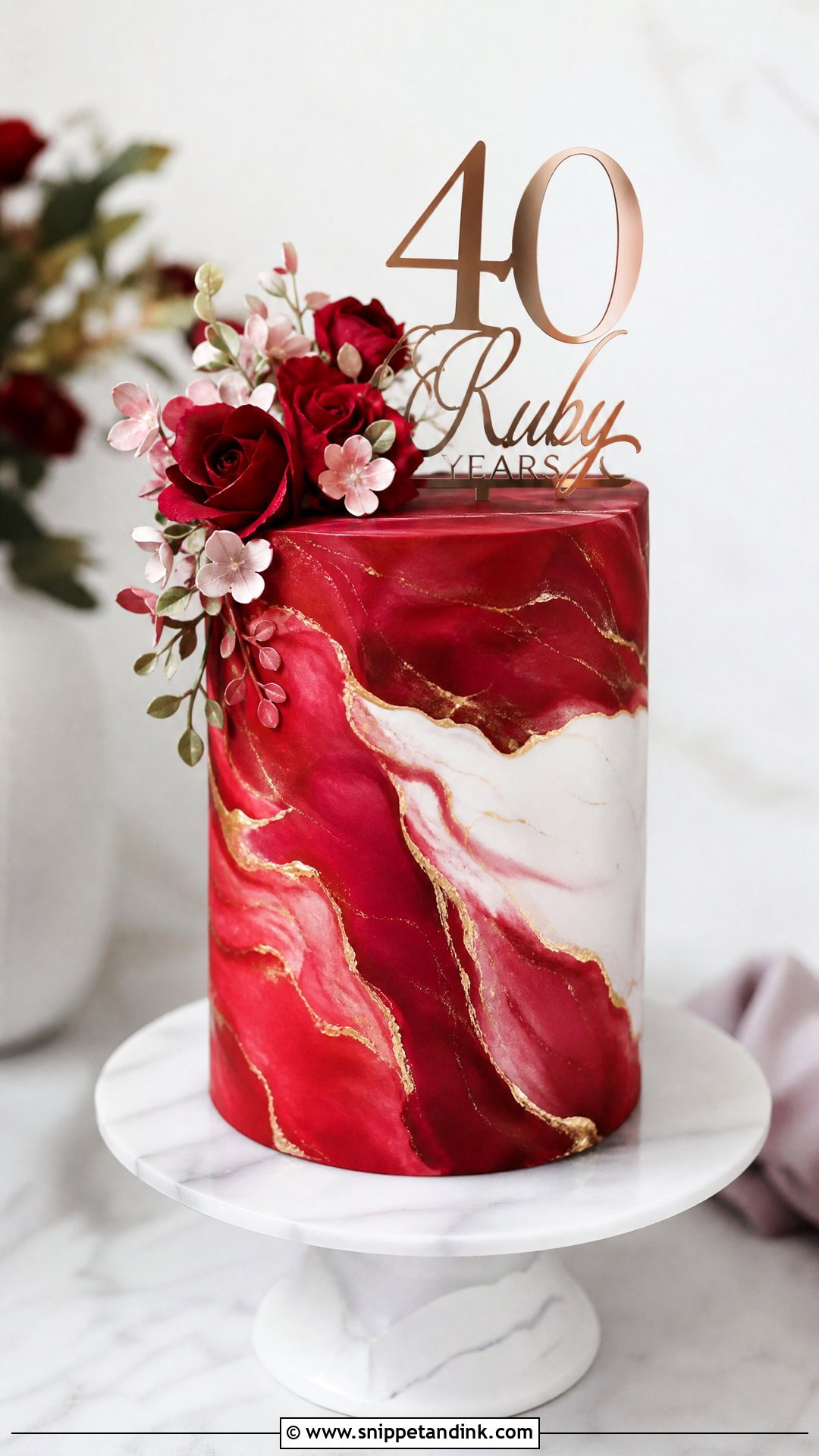 Ruby Marble Anniversary Cake - Snippet and Ink - 20 Ruby Anniversary Cake Ideas