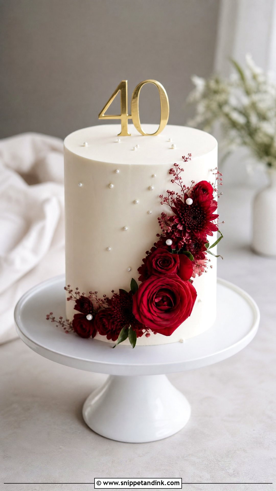 Ruby Minimalist Anniversary Cake - Snippet and Ink - 20 Ruby Anniversary Cake Ideas