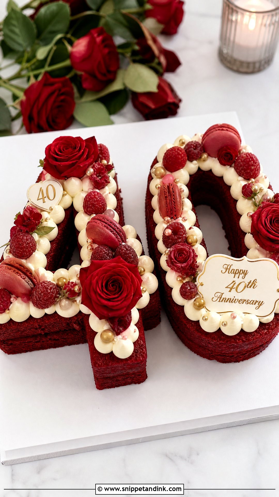Ruby Number 40 Cake - Snippet and Ink - 20 Ruby Anniversary Cake Ideas