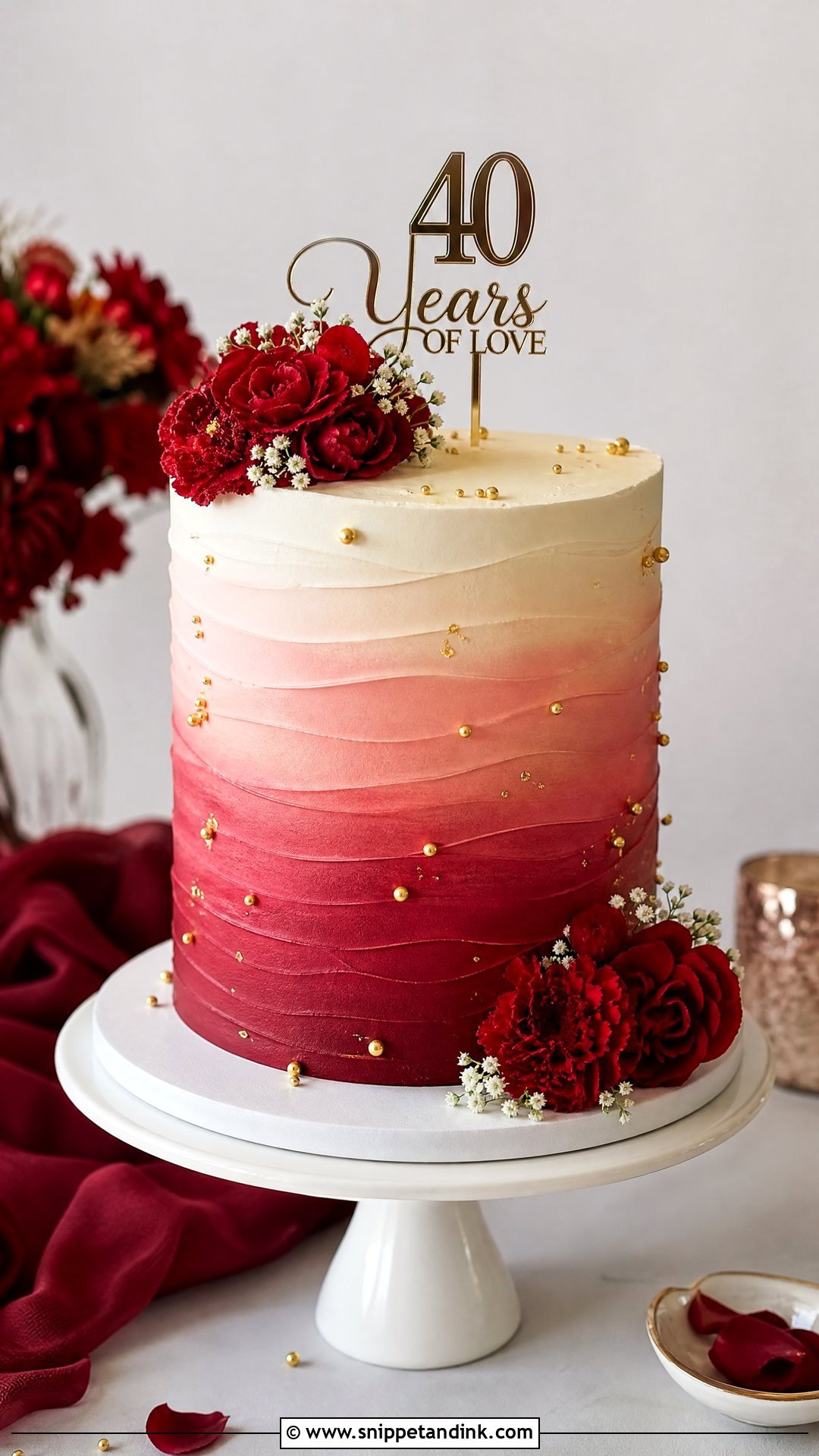 Ruby Ombre Anniversary Cake - Snippet and Ink - 25 40th Wedding Anniversary Cake Ideas
