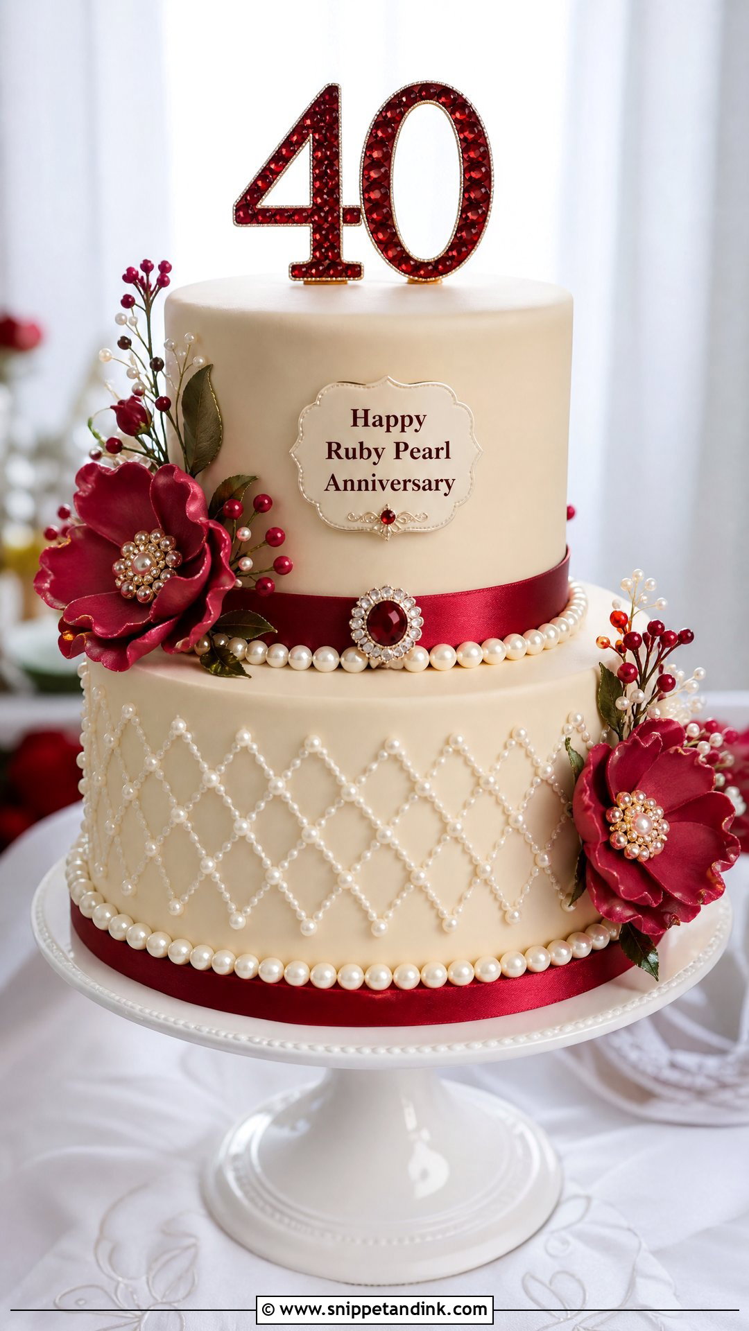 Ruby Pearl Anniversary Cake - Snippet and Ink - 20 Ruby Anniversary Cake Ideas