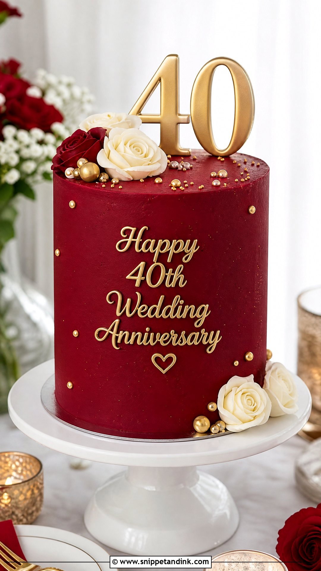 Ruby Red Anniversary Cake - Snippet and Ink - 25 40th Wedding Anniversary Cake Ideas