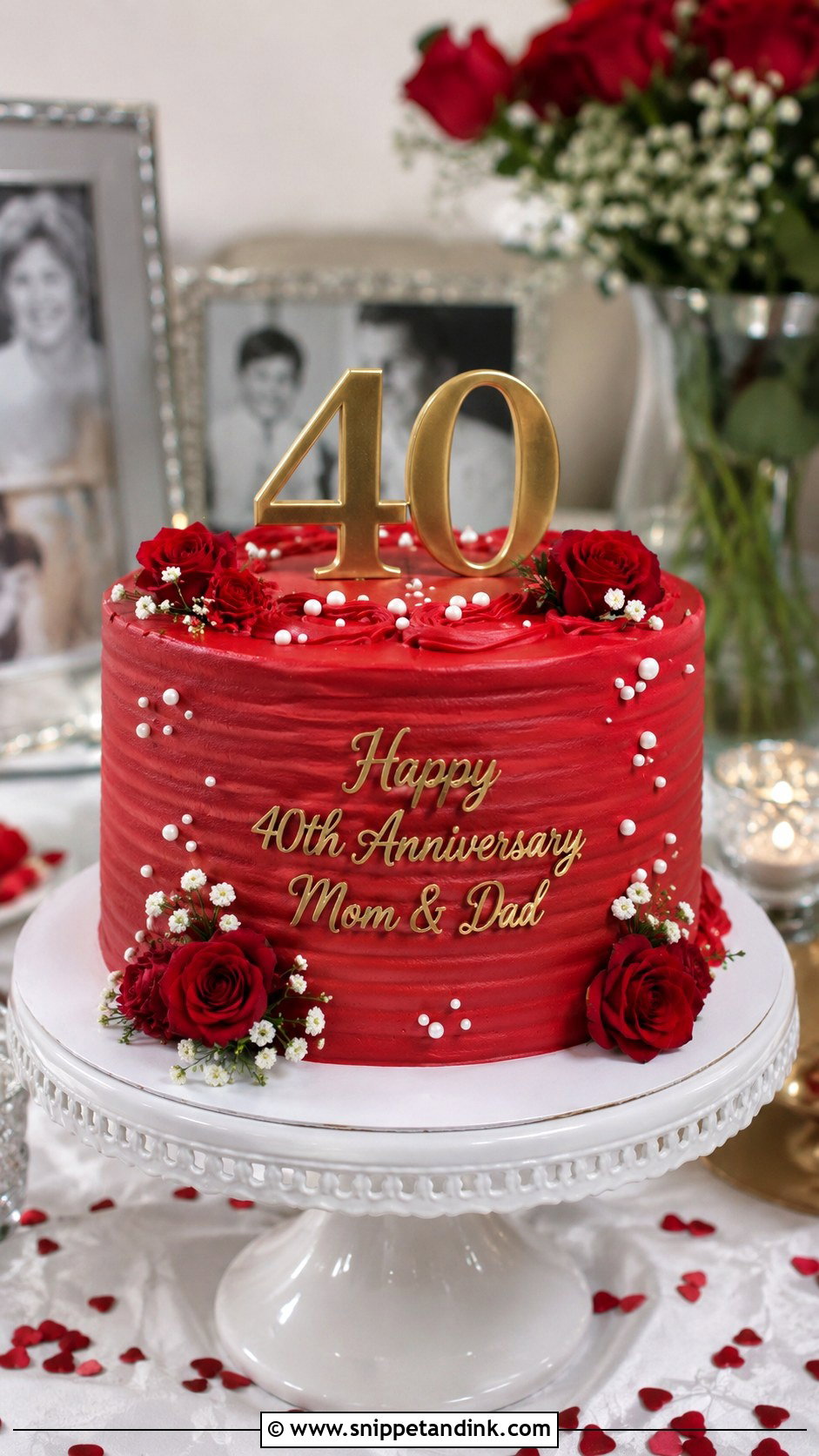 Ruby Red Anniversary Cake - Snippet and Ink - 20 40th Anniversary Cake for Parents