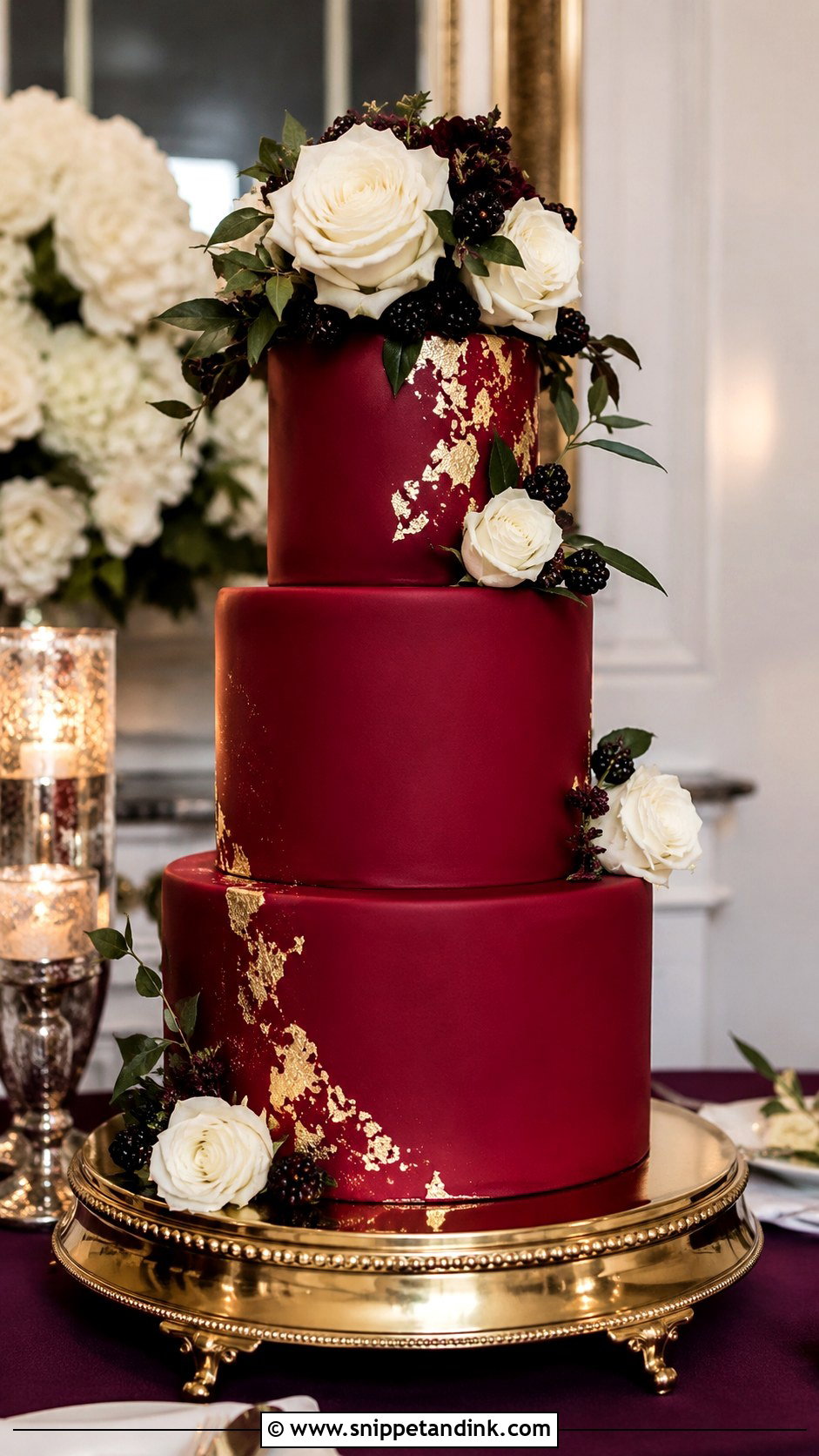 Ruby Red Wedding Cake - Snippet and Ink - 20 Moody Jewel Tone Wedding Cake Ideas