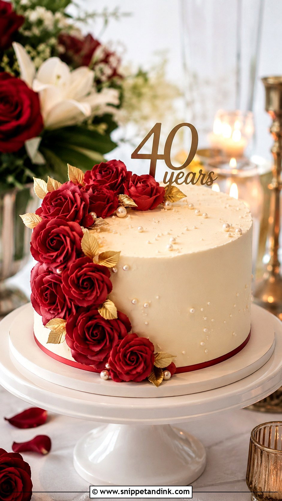 Ruby Rose Anniversary Cake - Snippet and Ink - 20 40th Anniversary Cake for Parents