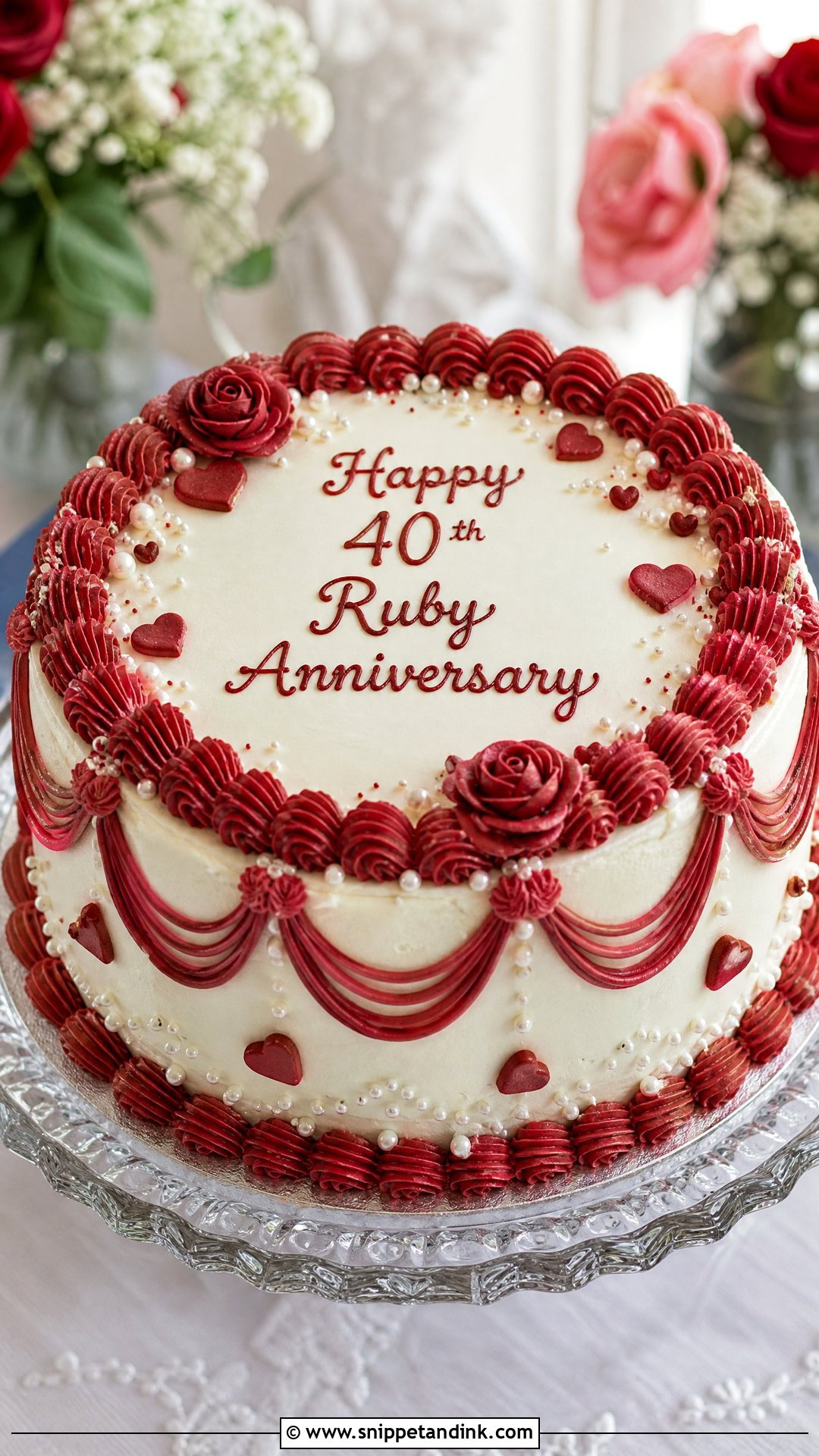 Ruby Vintage Anniversary Cake - Snippet and Ink - 20 Ruby Anniversary Cake Ideas