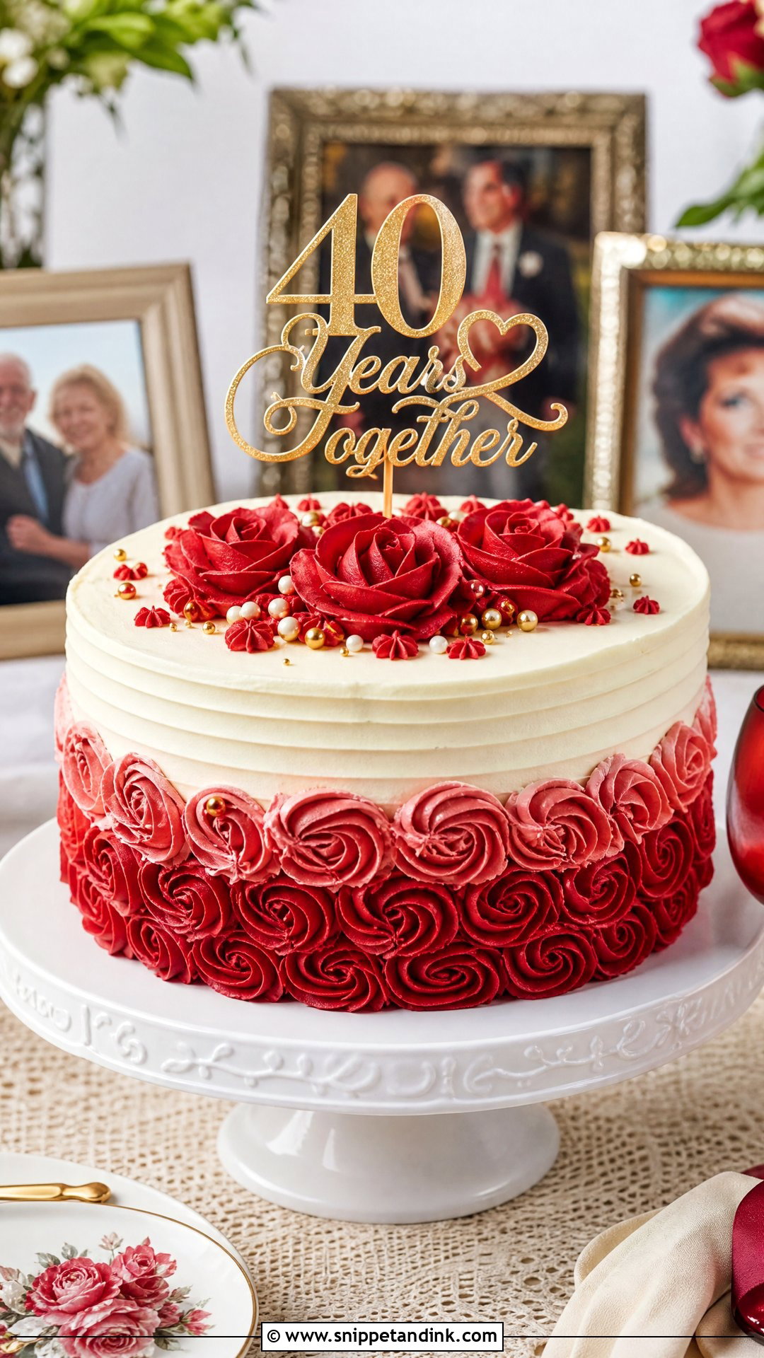 Ruby Wedding Anniversary Buttercream Cake - Snippet and Ink - 20 Ruby Wedding Anniversary Cake Ideas