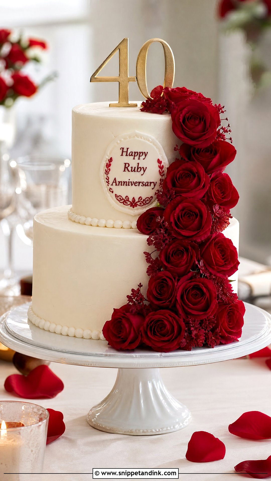 Ruby Wedding Anniversary Cake With Red Roses - Snippet and Ink - 20 Ruby Wedding Anniversary Cake Ideas