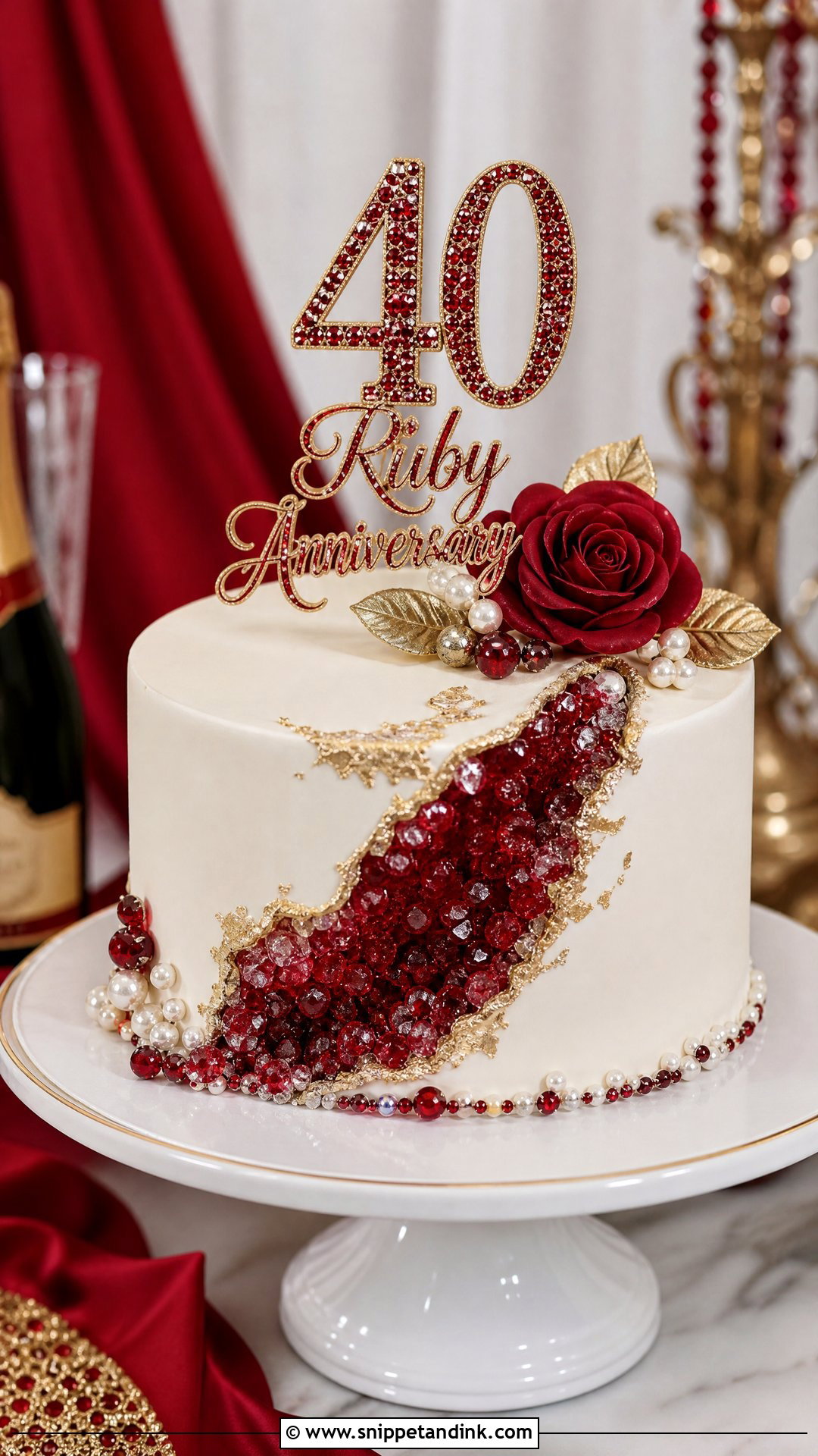 Ruby Wedding Anniversary Cake With Sugar Gems - Snippet and Ink - 20 Ruby Wedding Anniversary Cake Ideas