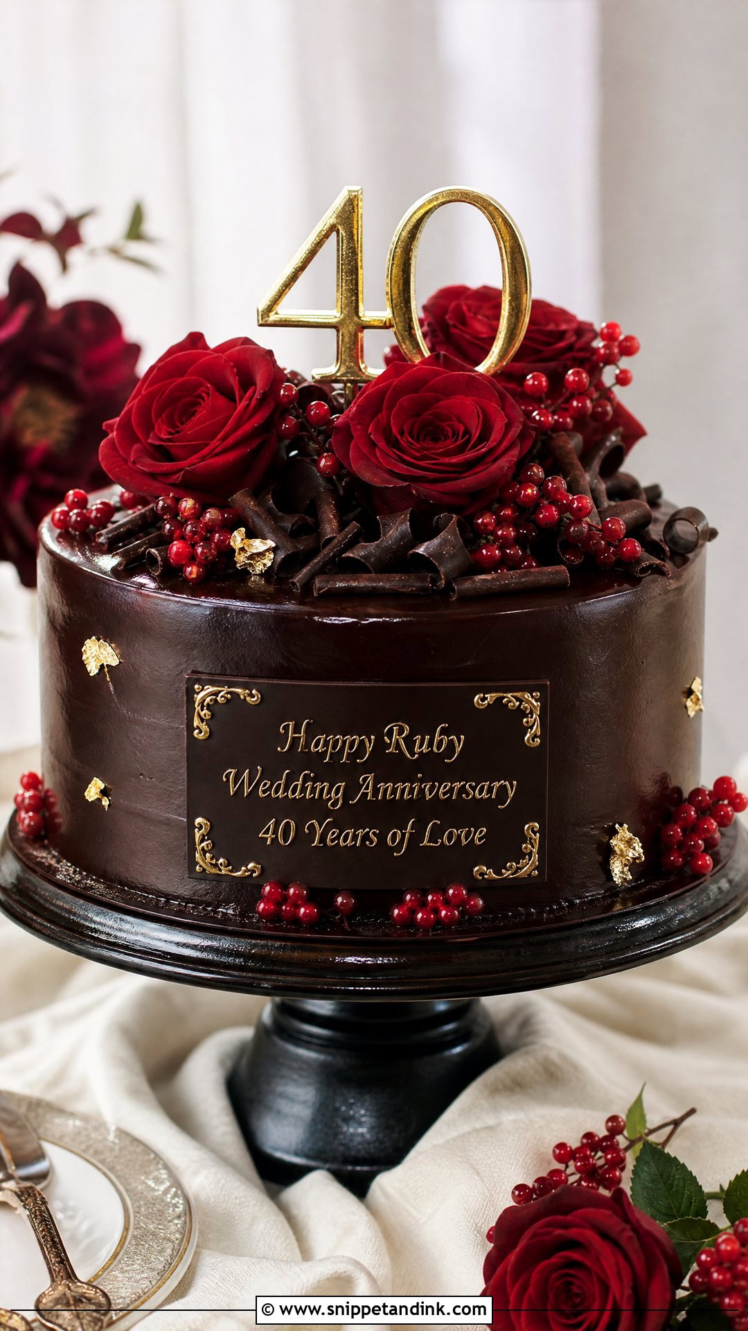 Ruby Wedding Anniversary Chocolate Cake - Snippet and Ink - 20 Ruby Wedding Anniversary Cake Ideas