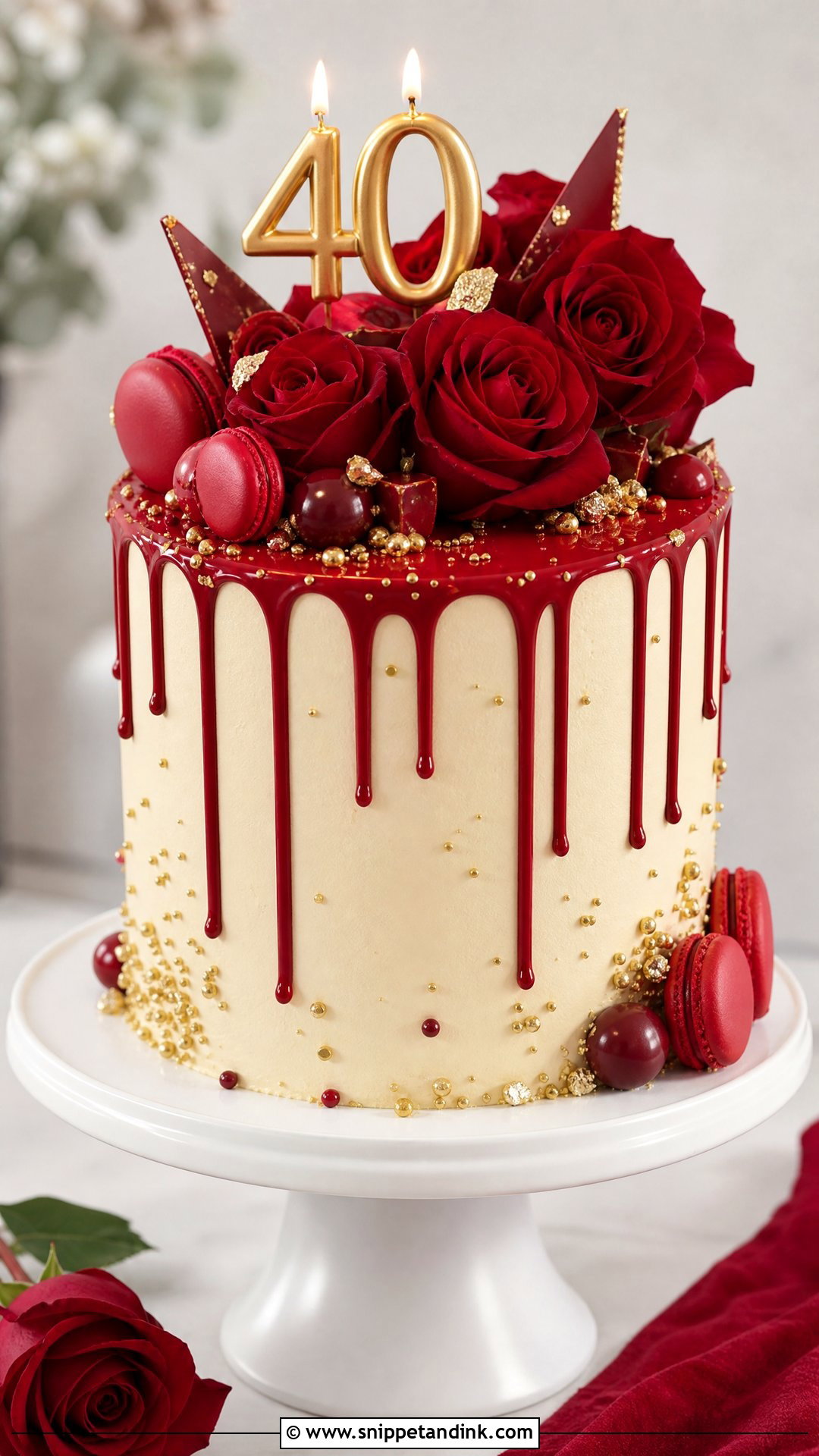 Ruby Wedding Anniversary Drip Cake - Snippet and Ink - 20 Ruby Wedding Anniversary Cake Ideas