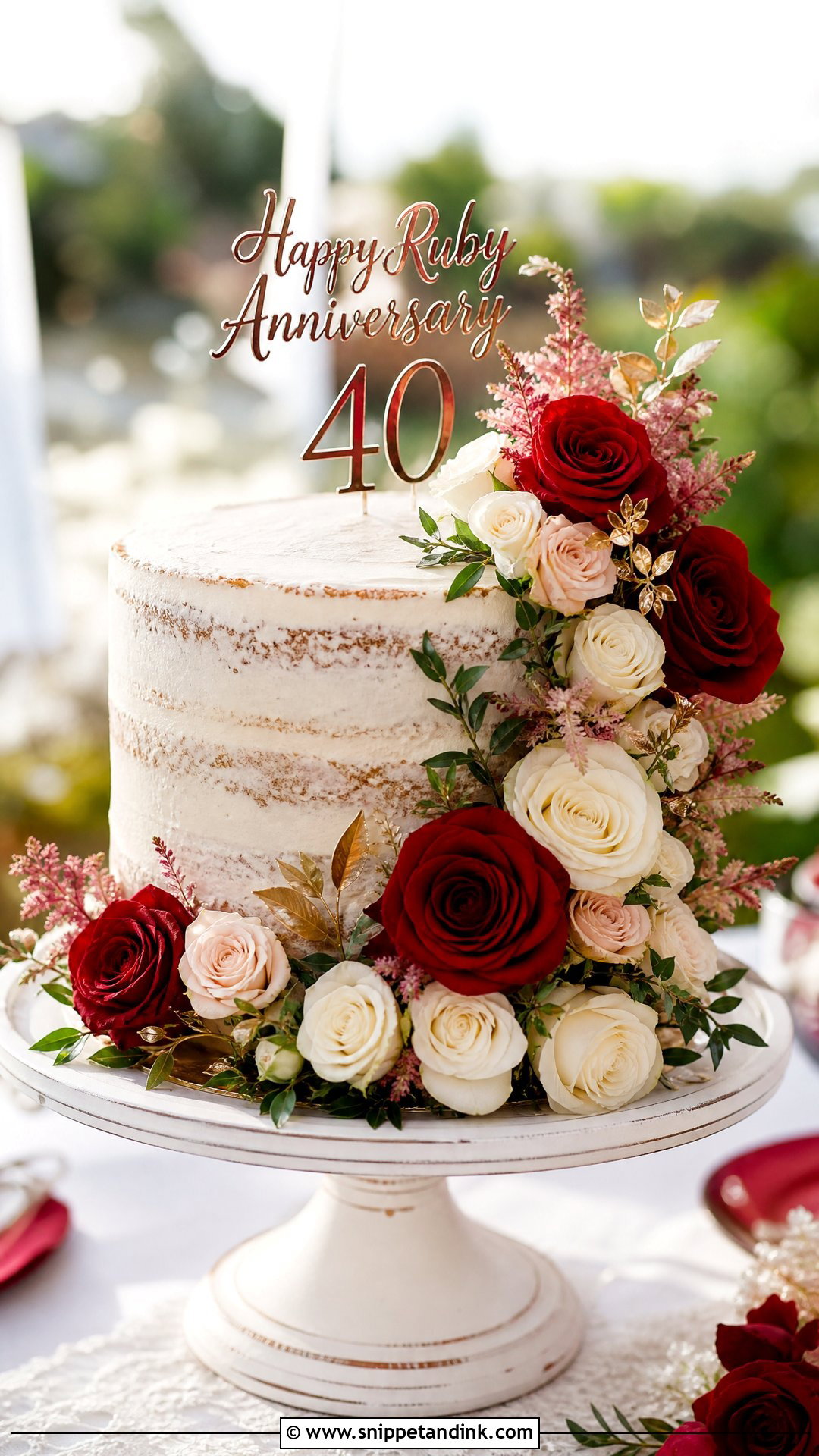 Ruby Wedding Anniversary Floral Cake - Snippet and Ink - 20 Ruby Wedding Anniversary Cake Ideas