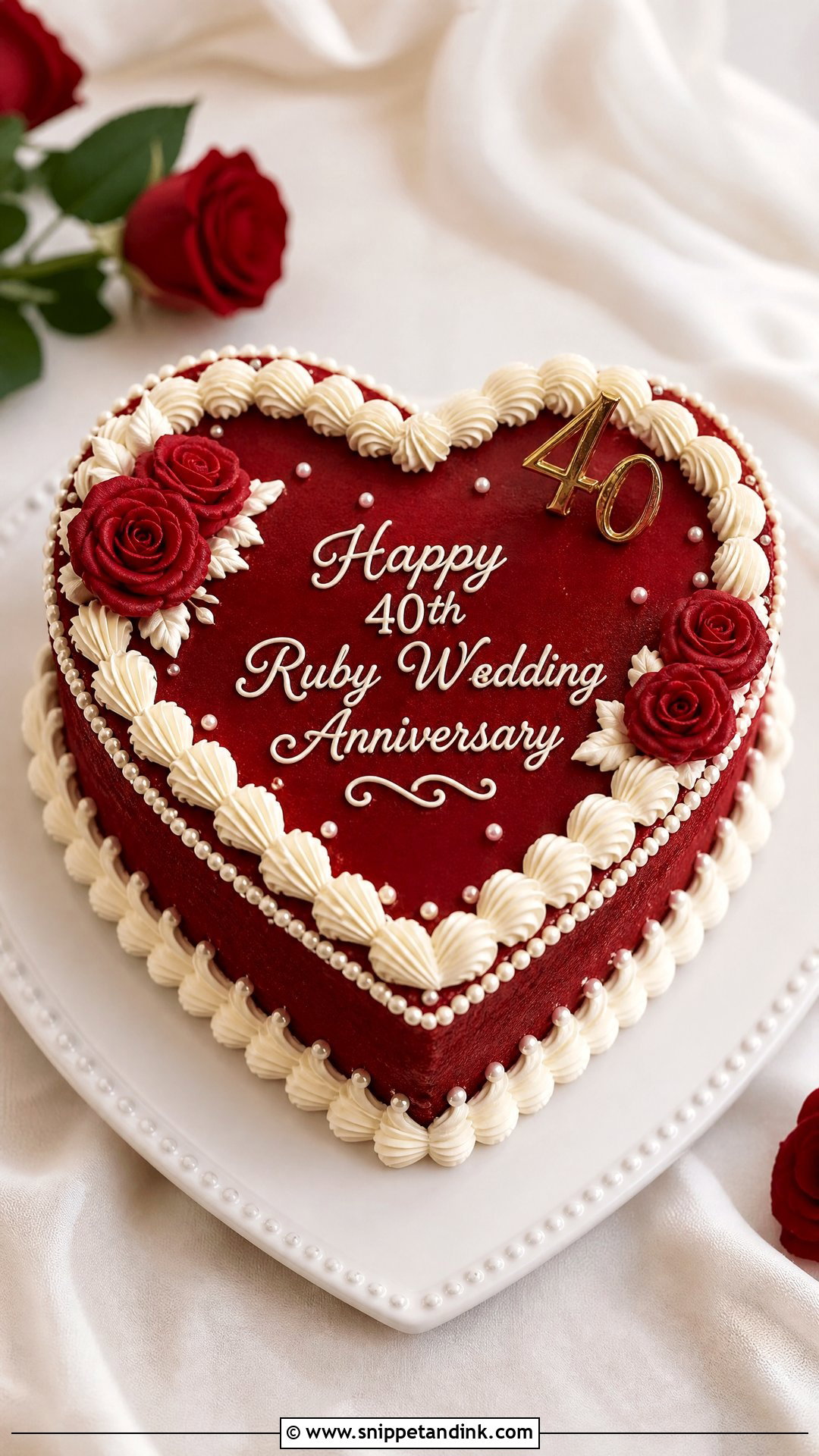 Ruby Wedding Anniversary Heart Cake - Snippet and Ink - 20 Ruby Wedding Anniversary Cake Ideas