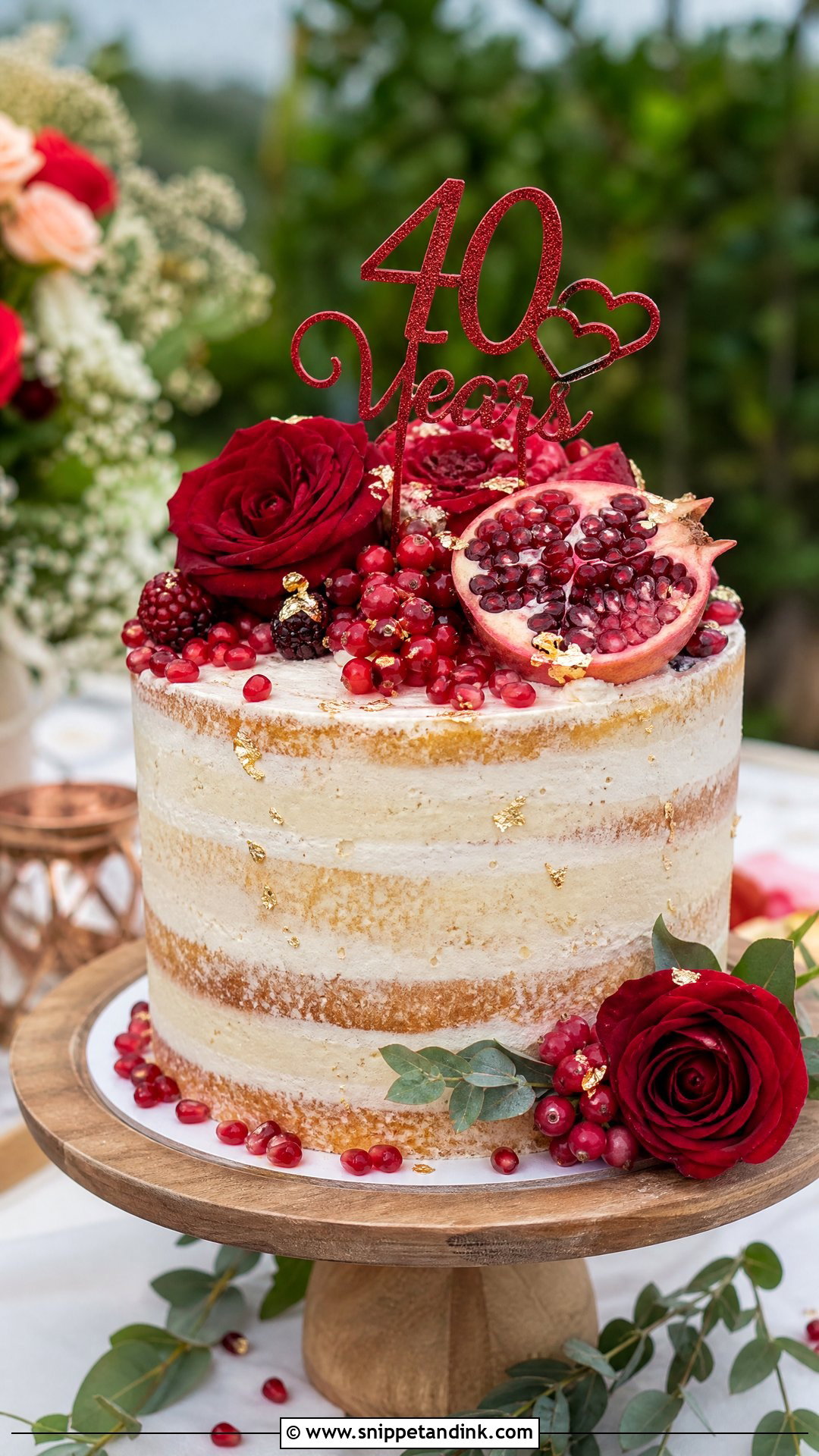 Ruby Wedding Anniversary Naked Cake - Snippet and Ink - 20 Ruby Wedding Anniversary Cake Ideas