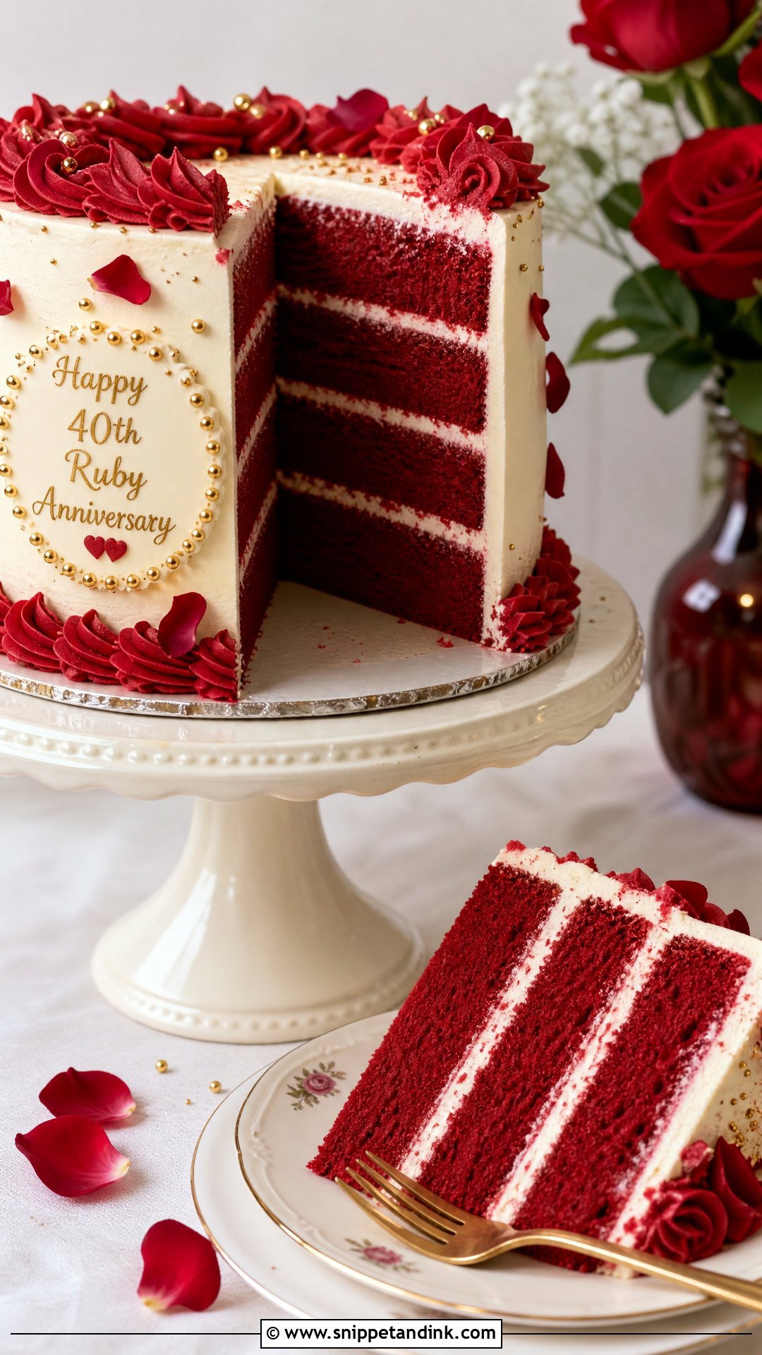 Ruby Wedding Anniversary Red Velvet Cake - Snippet and Ink - 20 Ruby Wedding Anniversary Cake Ideas