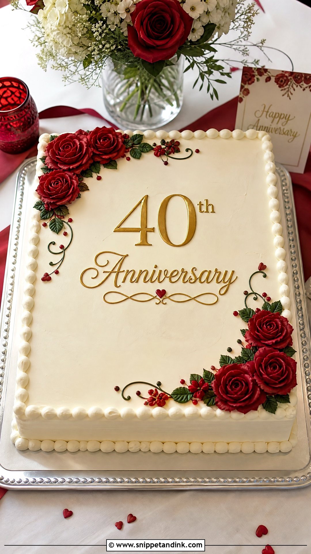 Ruby Wedding Anniversary Sheet Cake - Snippet and Ink - 20 Ruby Wedding Anniversary Cake Ideas