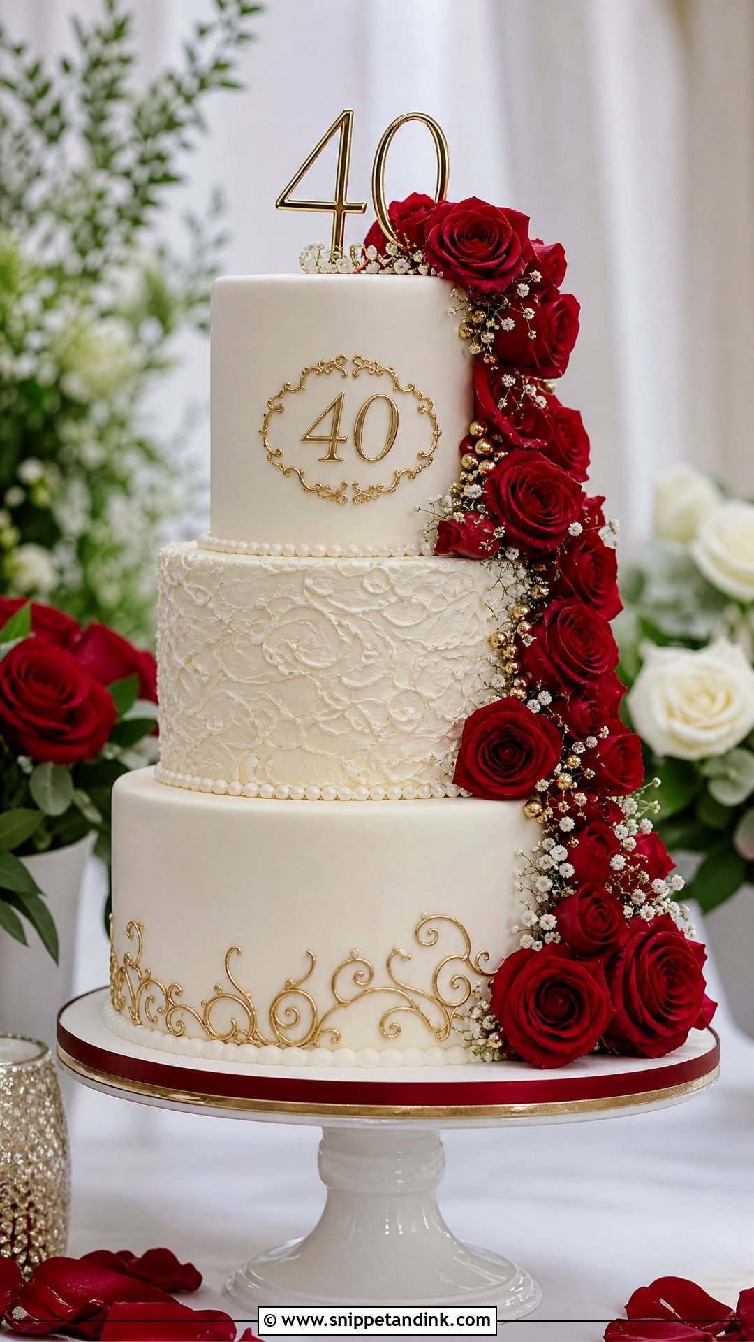 Ruby Wedding Anniversary Tiered Cake - Snippet and Ink - 20 Ruby Wedding Anniversary Cake Ideas