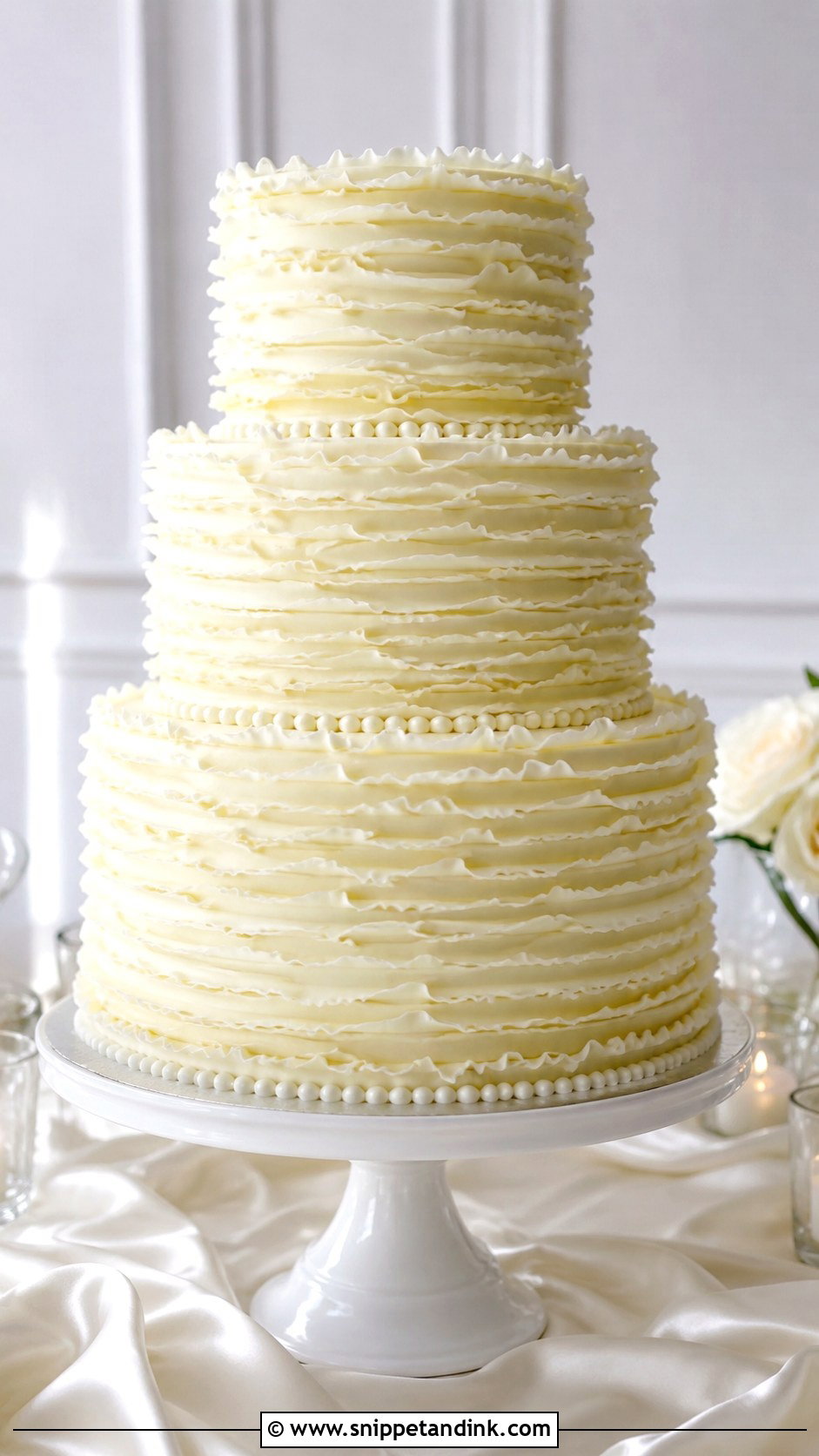 Ruffle 3 Tier Wedding Cake No Flowers - Snippet and Ink - 20 3 Tier Wedding Cake No Flowers