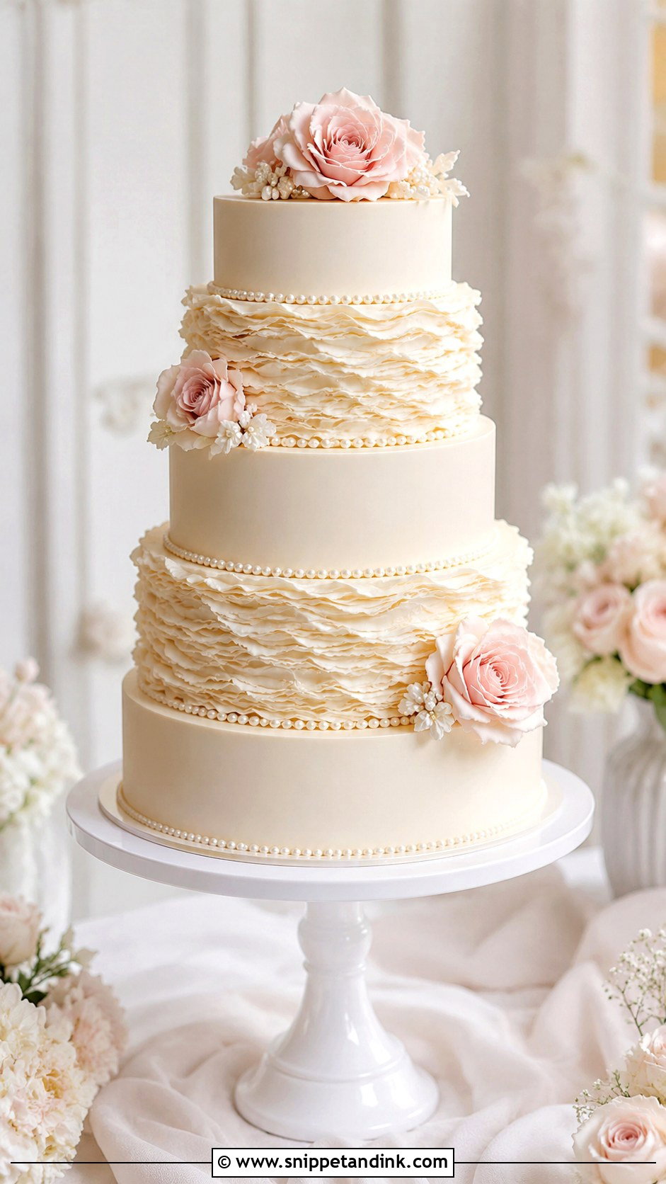 Ruffle 4 Tier Wedding Cake - Snippet and Ink - 20 Elegant 4 Tier Wedding Cakes