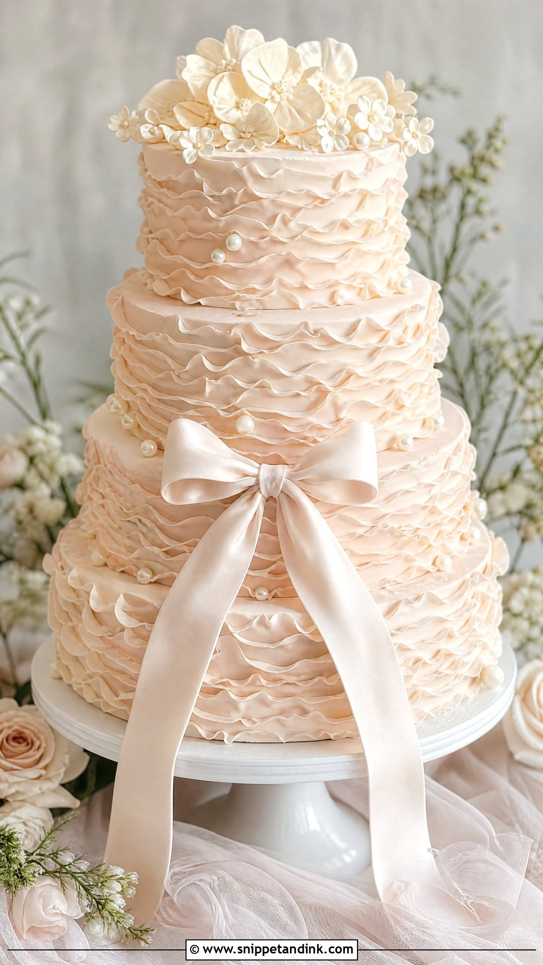 Ruffle Bow Wedding Cake - Snippet and Ink - 35 Bow Cake Ideas for Wedding