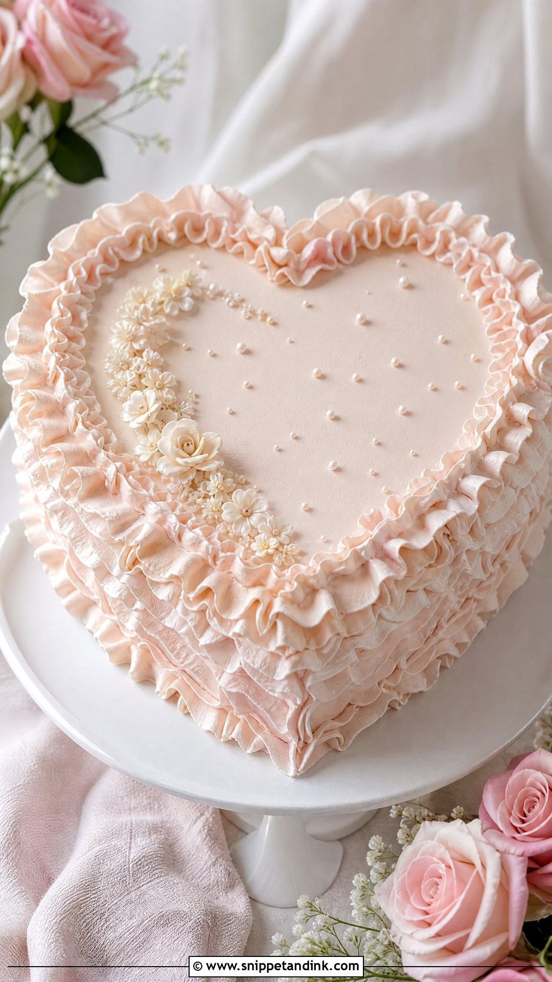 Ruffle Heart Wedding Cake - Snippet and Ink - 20 Love Heart Cake Ideas for Wedding